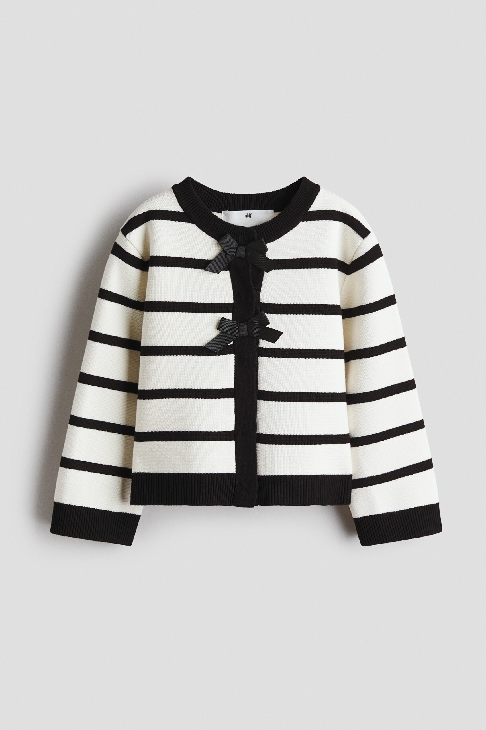 H & M - Vest met strikjes - Wit/Zwart Gestreept