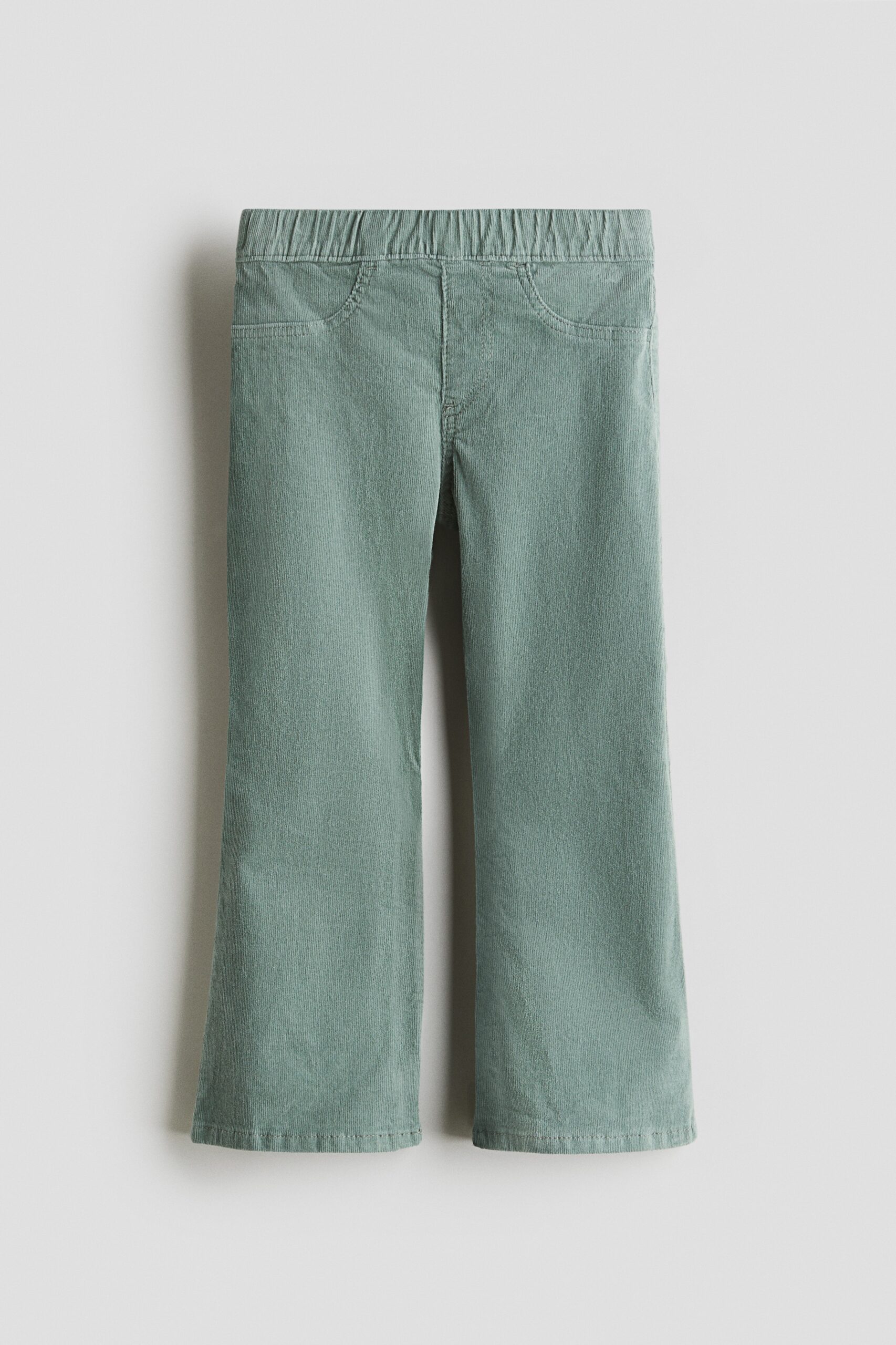 H & M - Flared tregging van corduroy - Dusty Groen