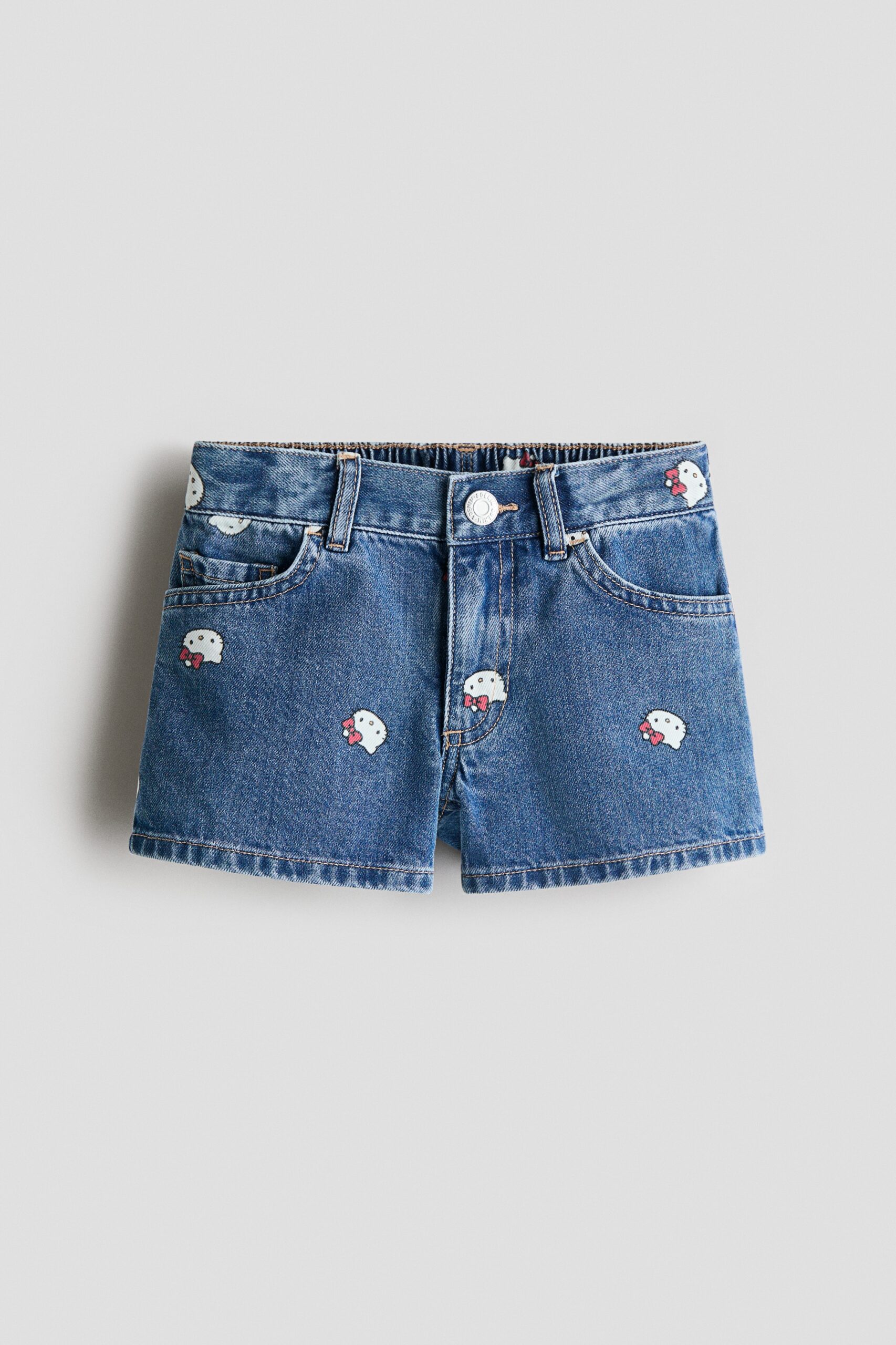 H & M - Denim short met print - Denimblauw/Hello Kitty