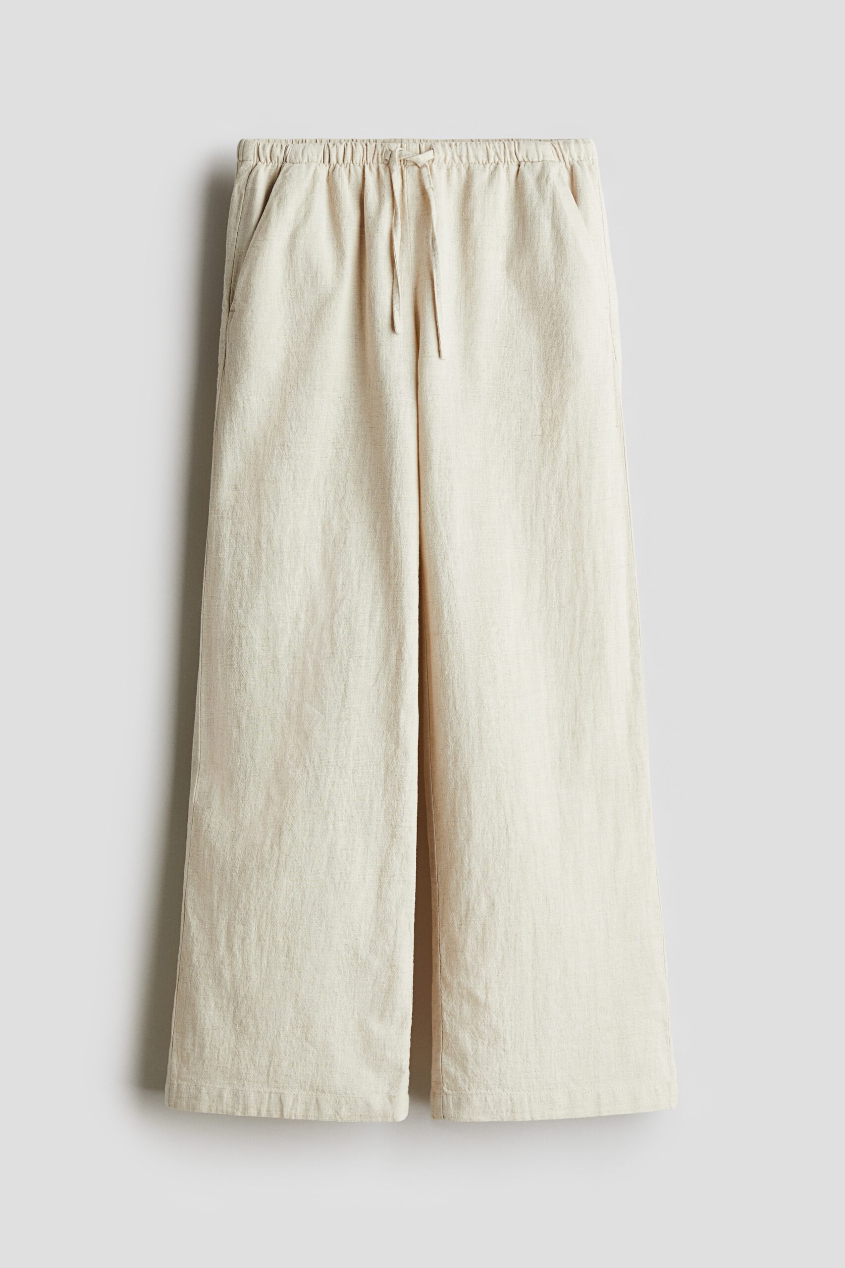 H & M - Broek van linnenmix - Lichtbeige