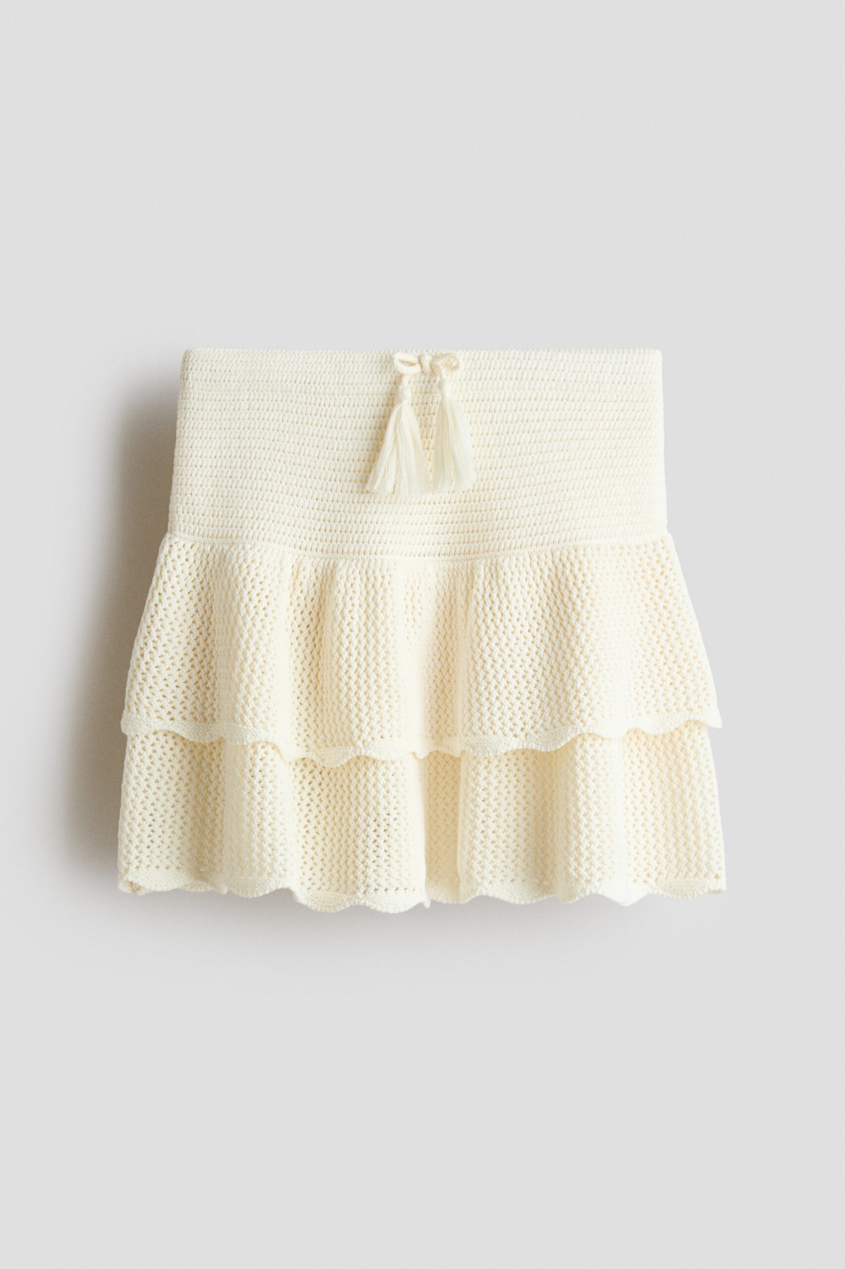 H & M - Gebreide volantrok - Roomwit