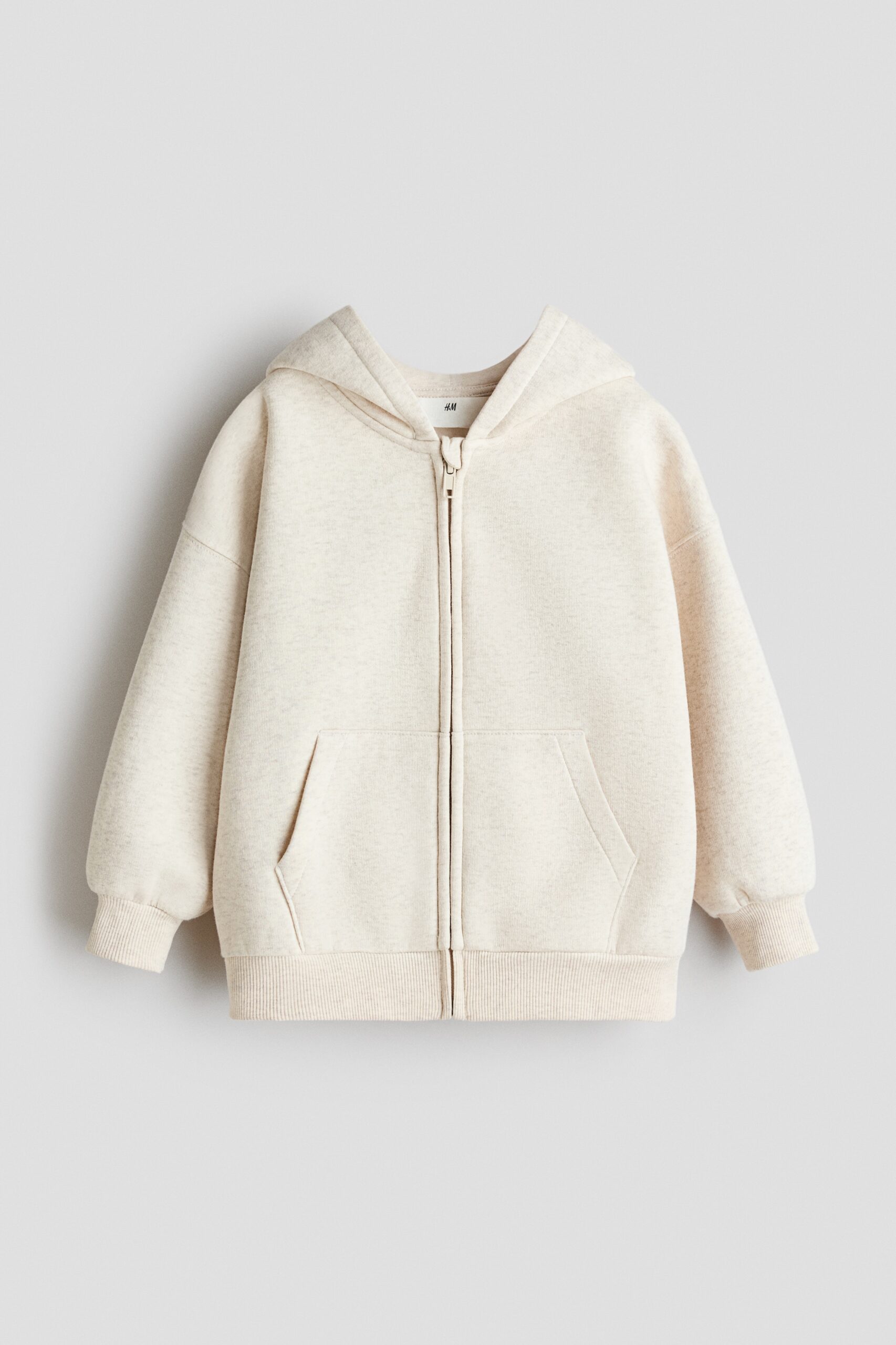 H & M - Oversized capuchonvest met rits - Lichtbeige Gemêleerd