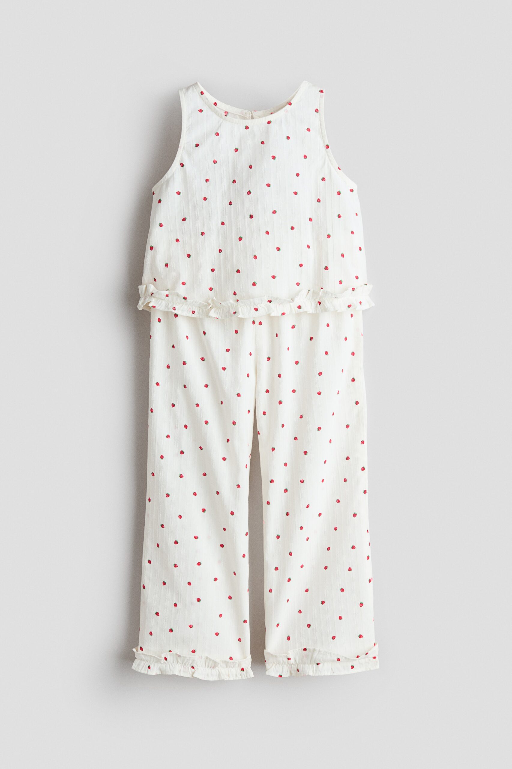 H & M - Tweedelige katoenen set met dessin - Roomwit/Aardbeien