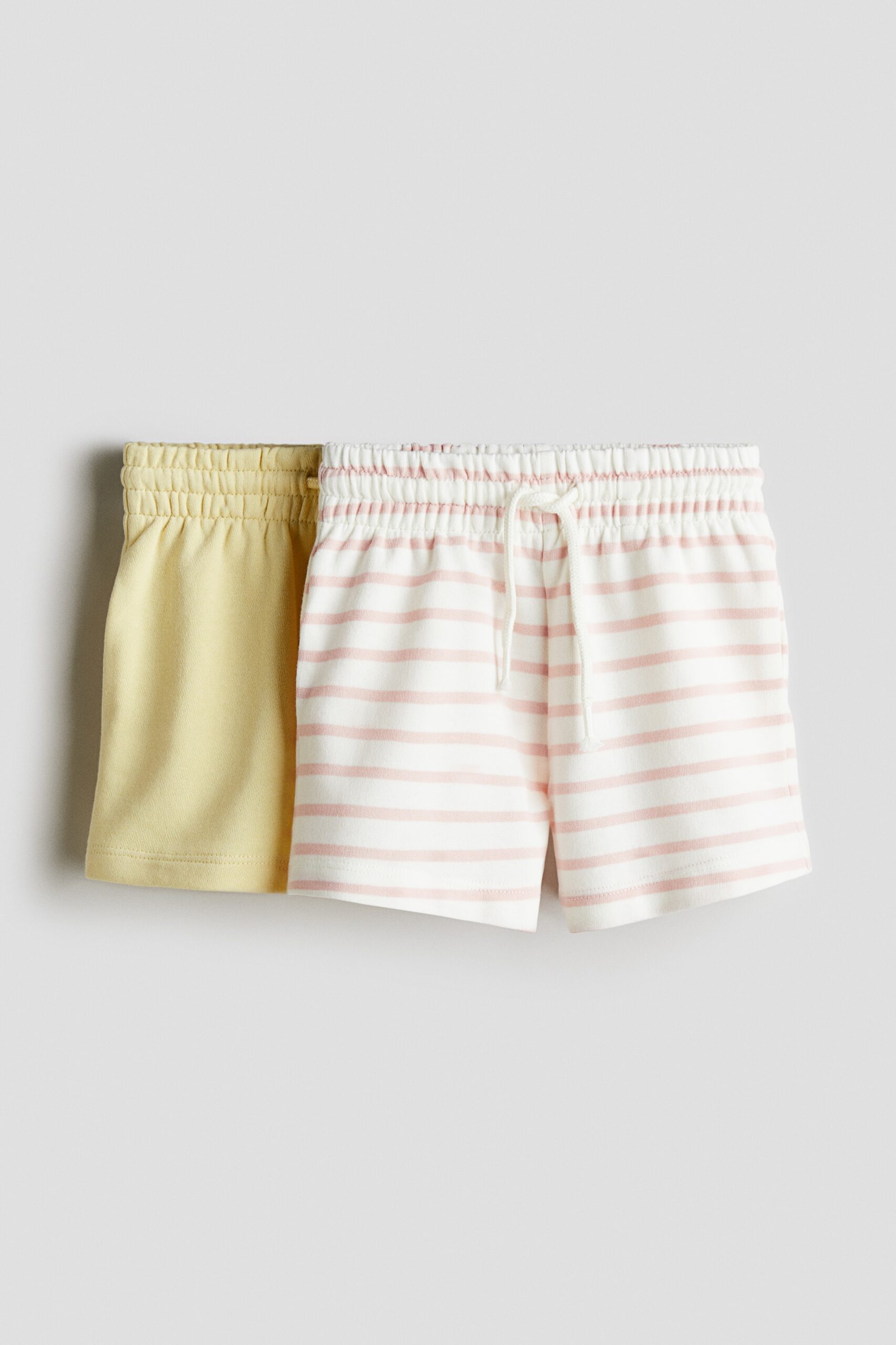 H & M - Set van 2 sweatshorts - Lichtgeel/Gestreept