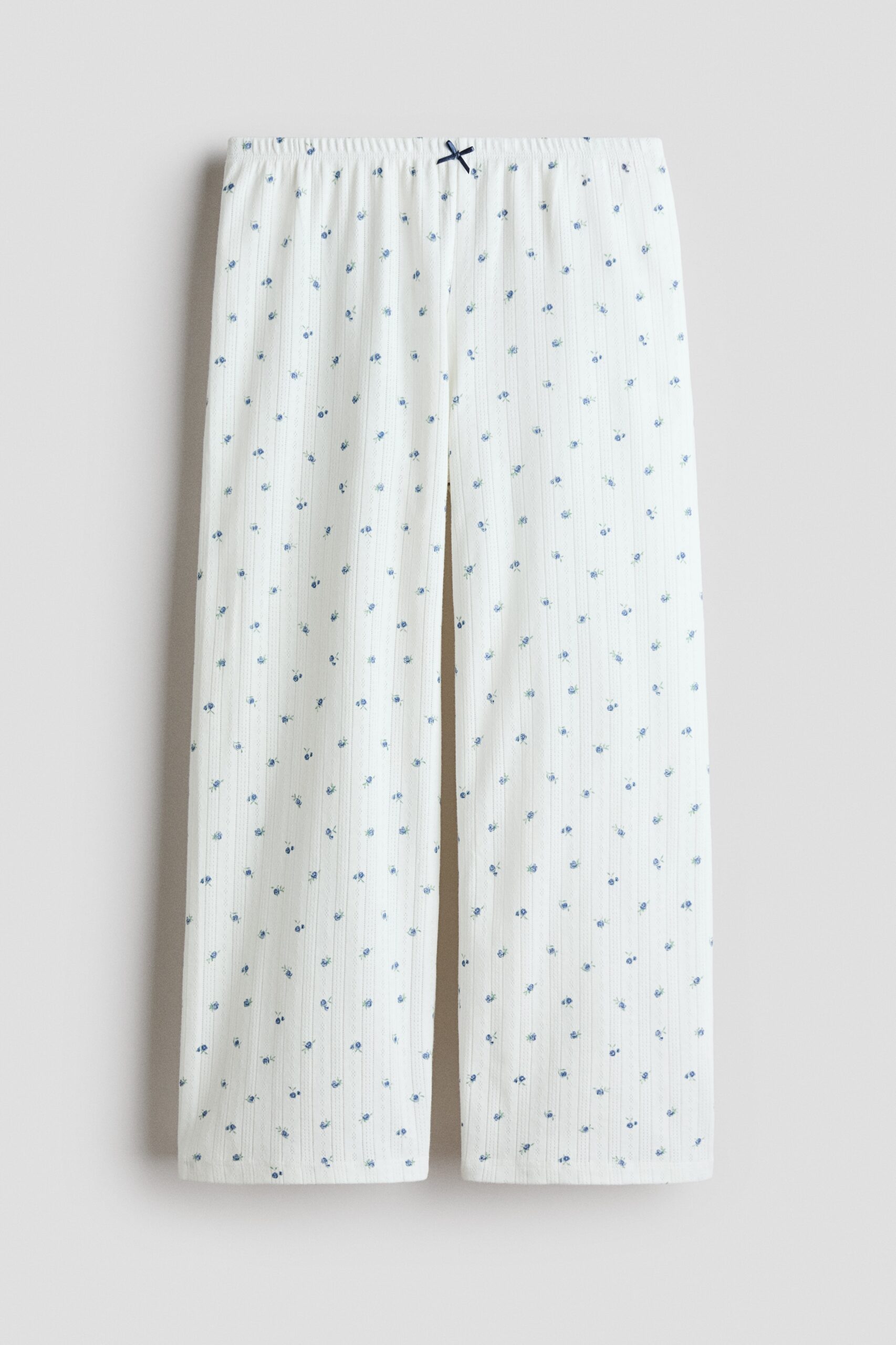 H & M - Pyjamabroek met pointelledessin - Wit/Bosbessen