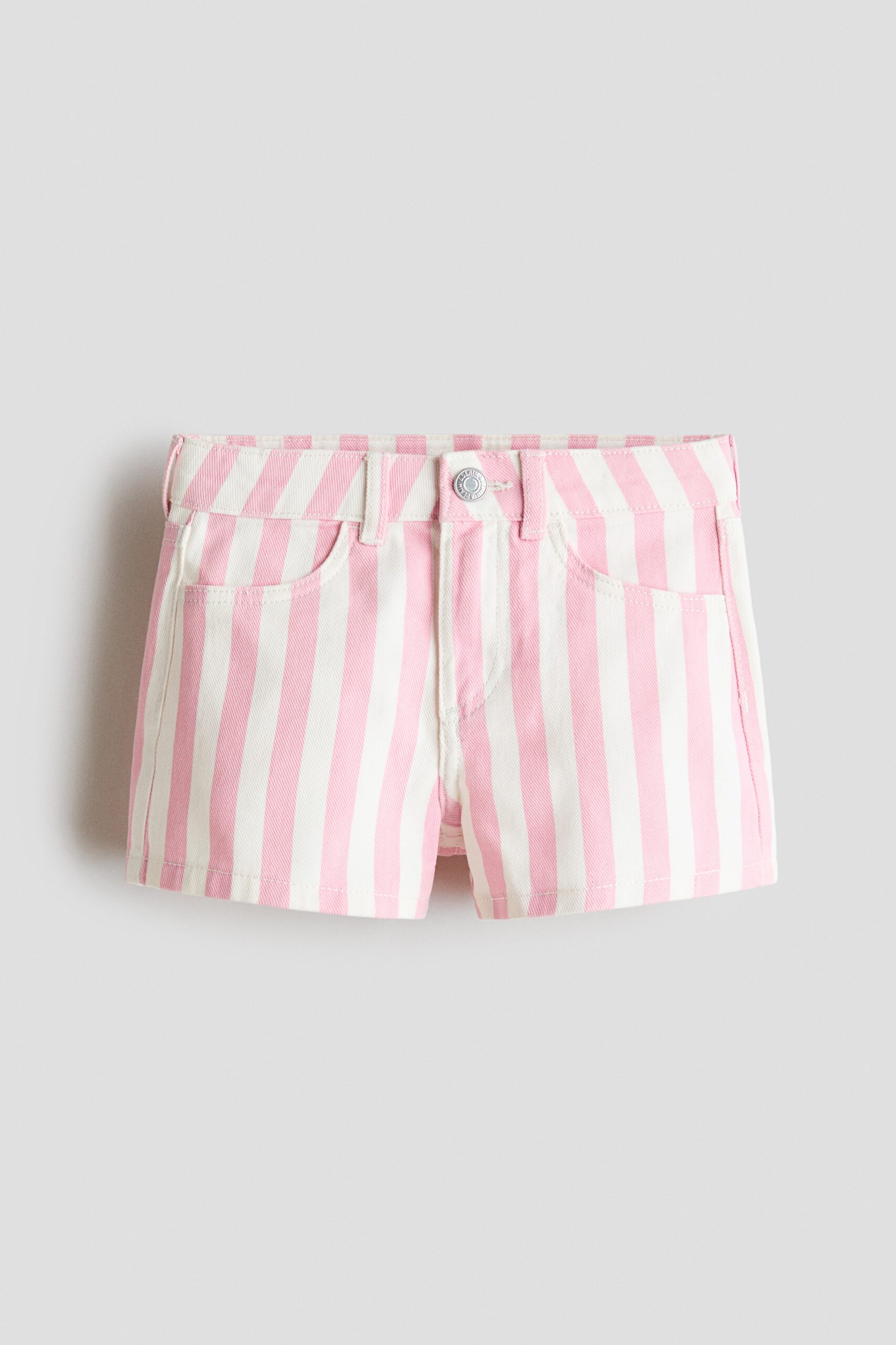 H & M - Denim short - Lichtroze/Gestreept