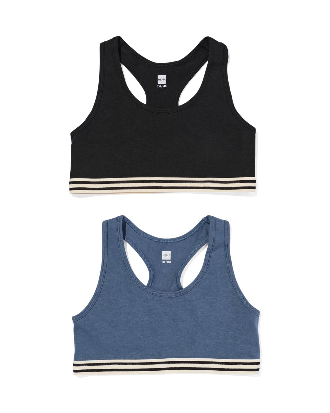 HEMA-HEMA-Kinder-Croptops-Stretch-Katoen-2-Stuks-Zwart-zwart