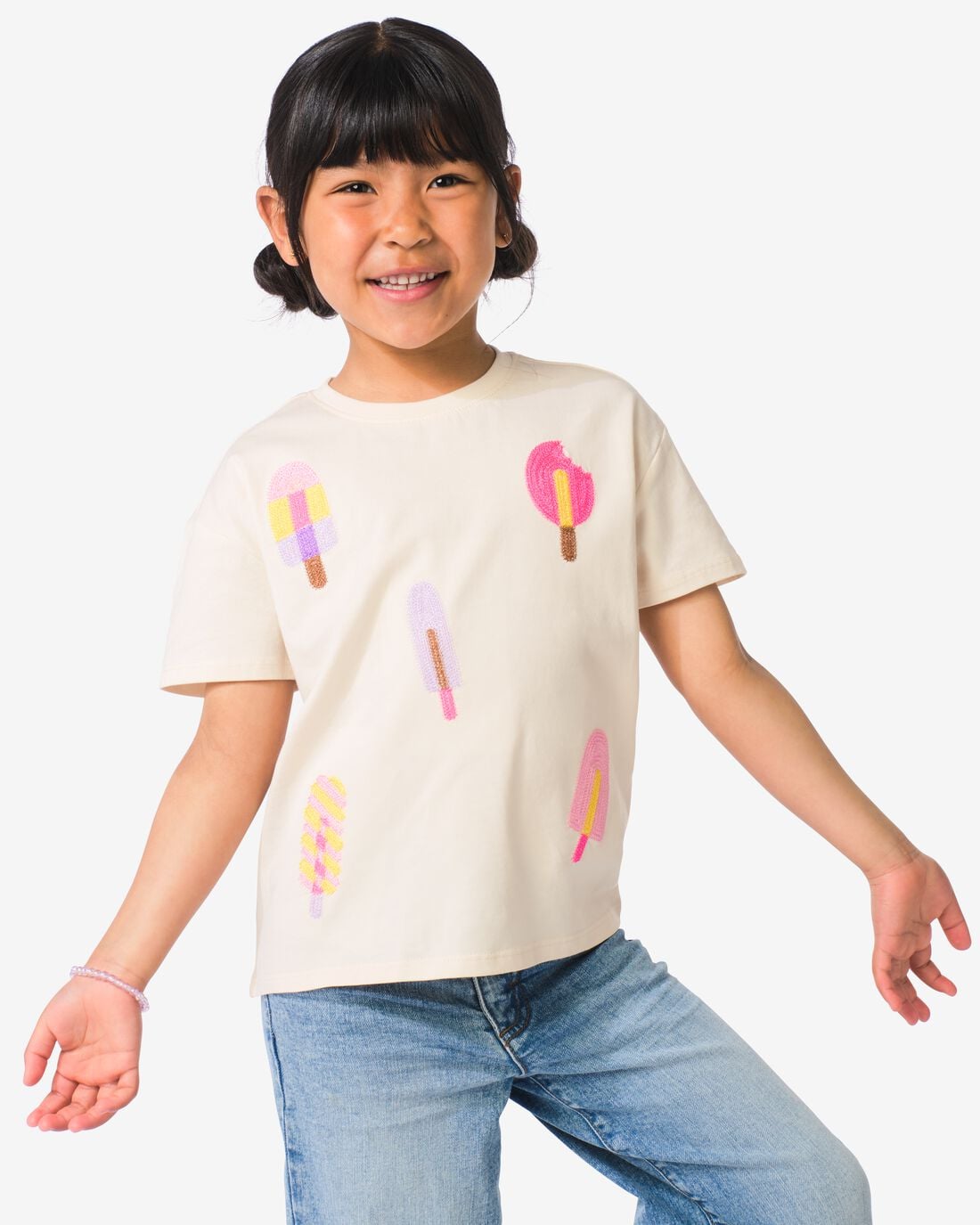 HEMA HEMA Kinder T-shirt Gehaakt Ecru (ecru)