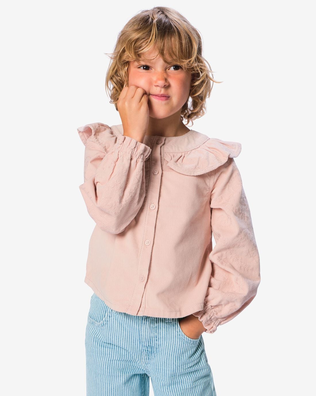 HEMA-HEMA-Kinderblouse-Corduroy-Bloemen-Lichtroze-lichtroze