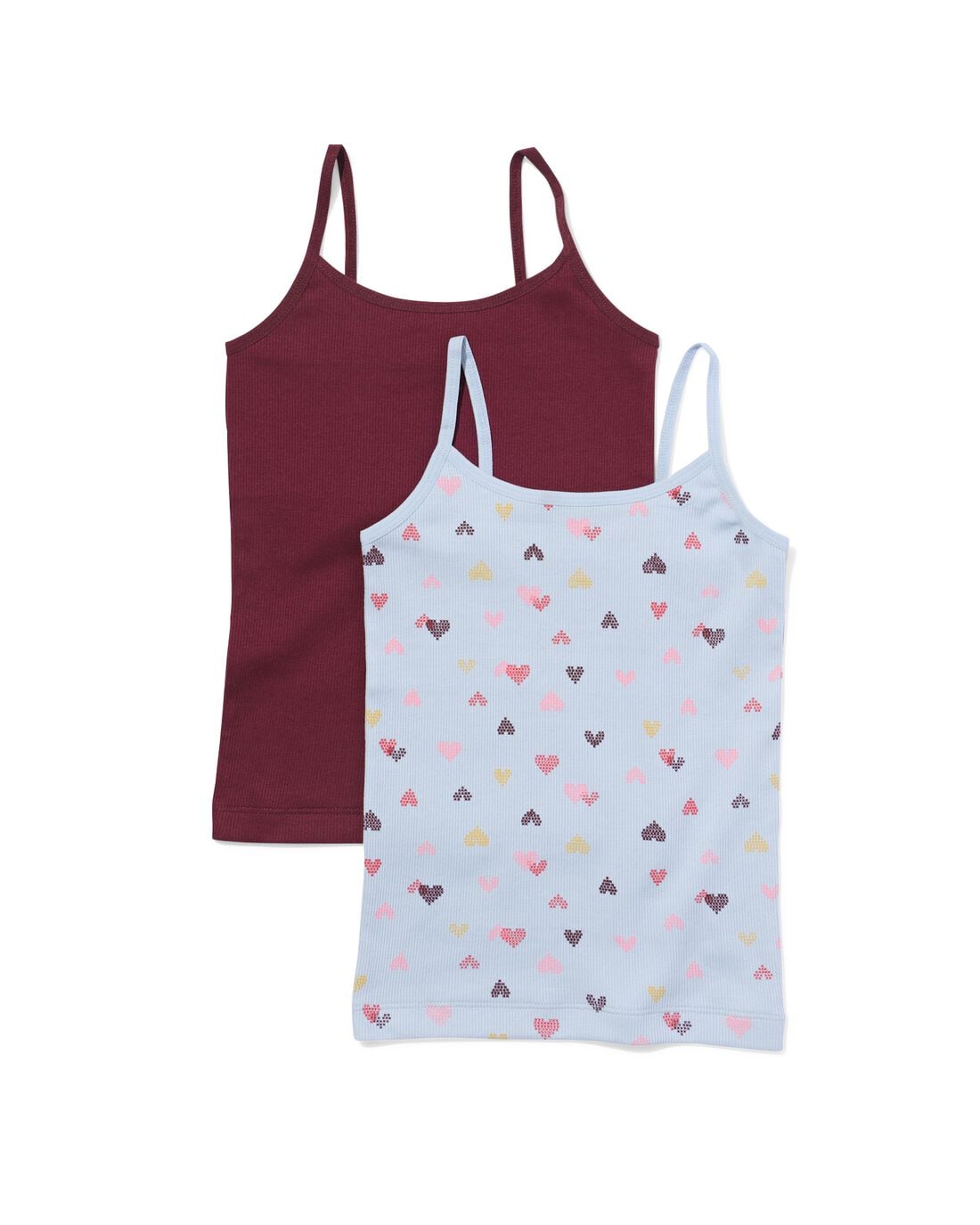 HEMA HEMA Kinderhemden Rib Hartjes - 2 Stuks Blauw (blauw)