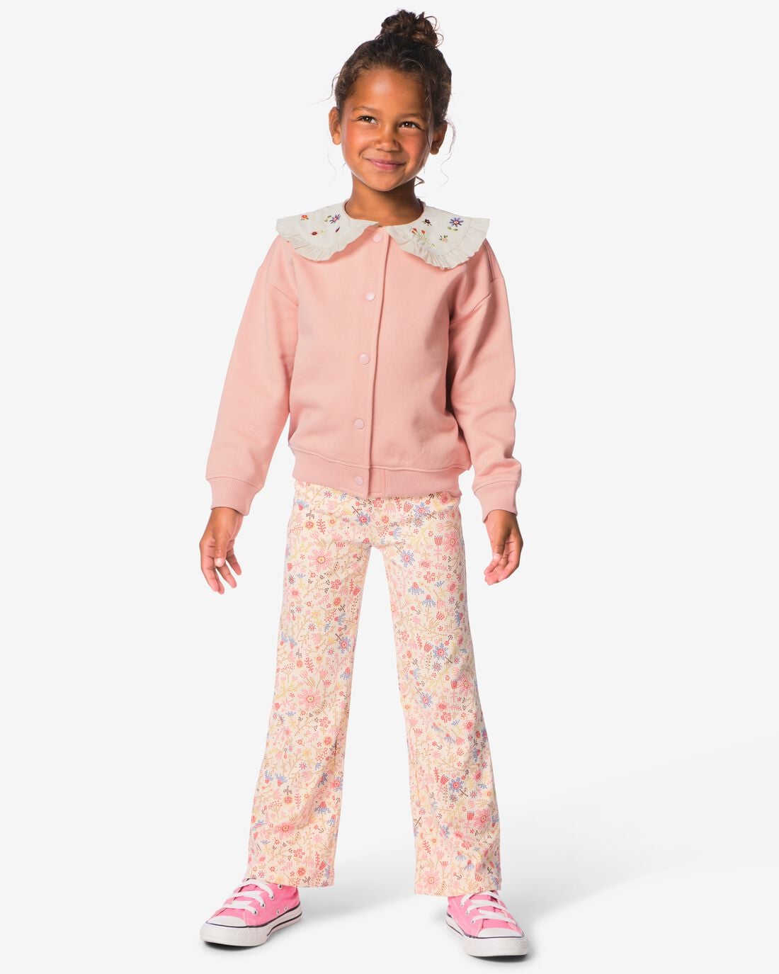 HEMA-HEMA-Kinderlegging-Regular-Fit-Rib-Bloemen-Ecru-ecru
