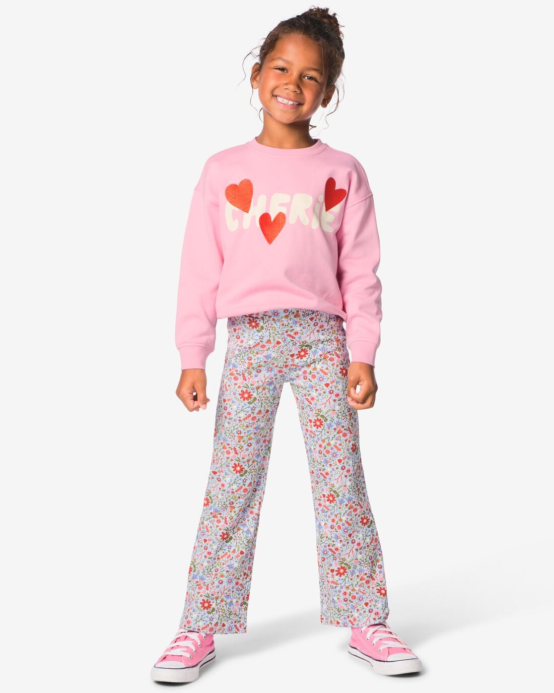 HEMA-HEMA-Kinderlegging-Regular-Fit-Rib-Bloemen-Lichtblauw-lichtblauw