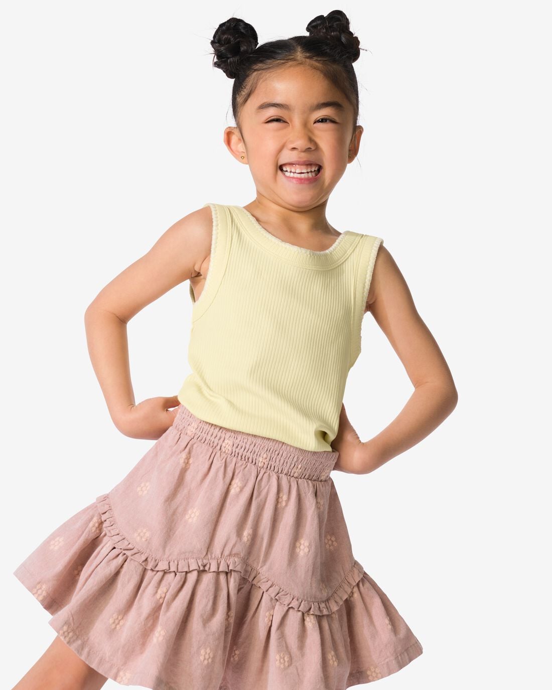 HEMA-HEMA-Kindershirt-Rib-Lichtgeel-lichtgeel