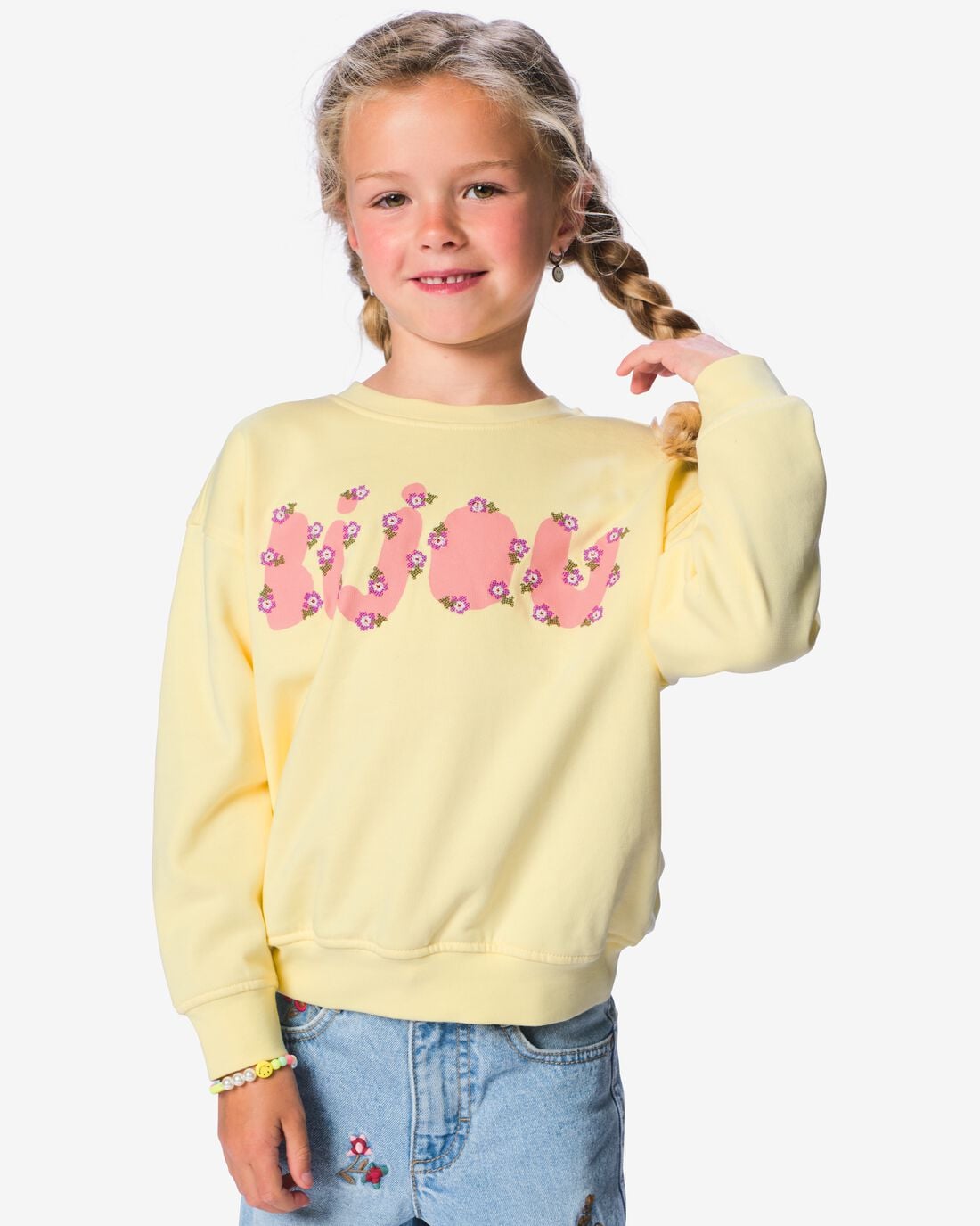 HEMA-HEMA-Kindertrui-Bloemen-Lichtgeel-lichtgeel