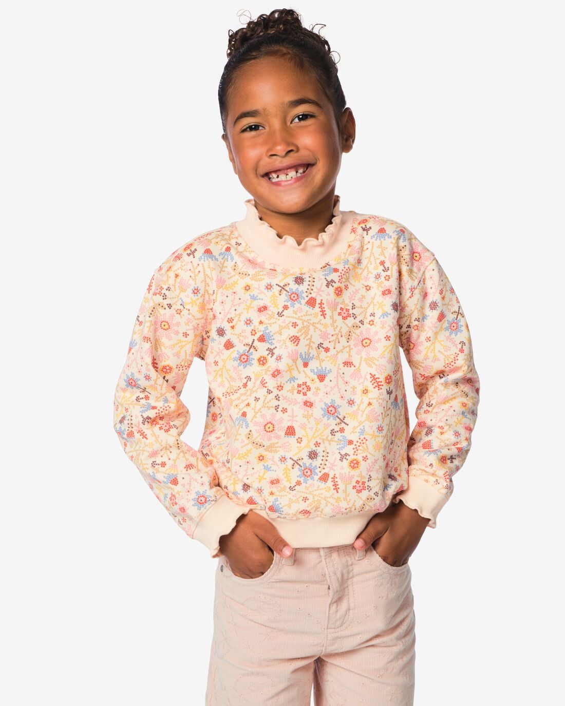 HEMA-HEMA-Kindertrui-Bloemen-Lichtroze