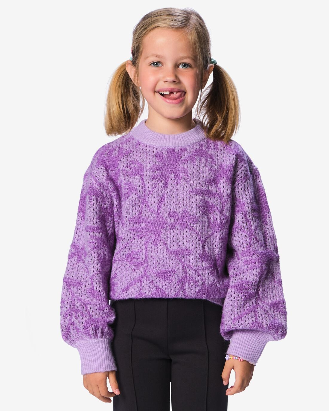 HEMA-HEMA-Kindertrui-Bloemen-Lila-lila
