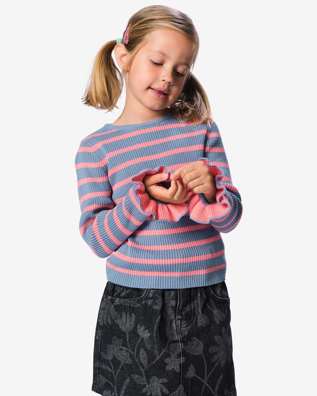 HEMA-HEMA-Kindertrui-Rib-Strepen-Roze-roze