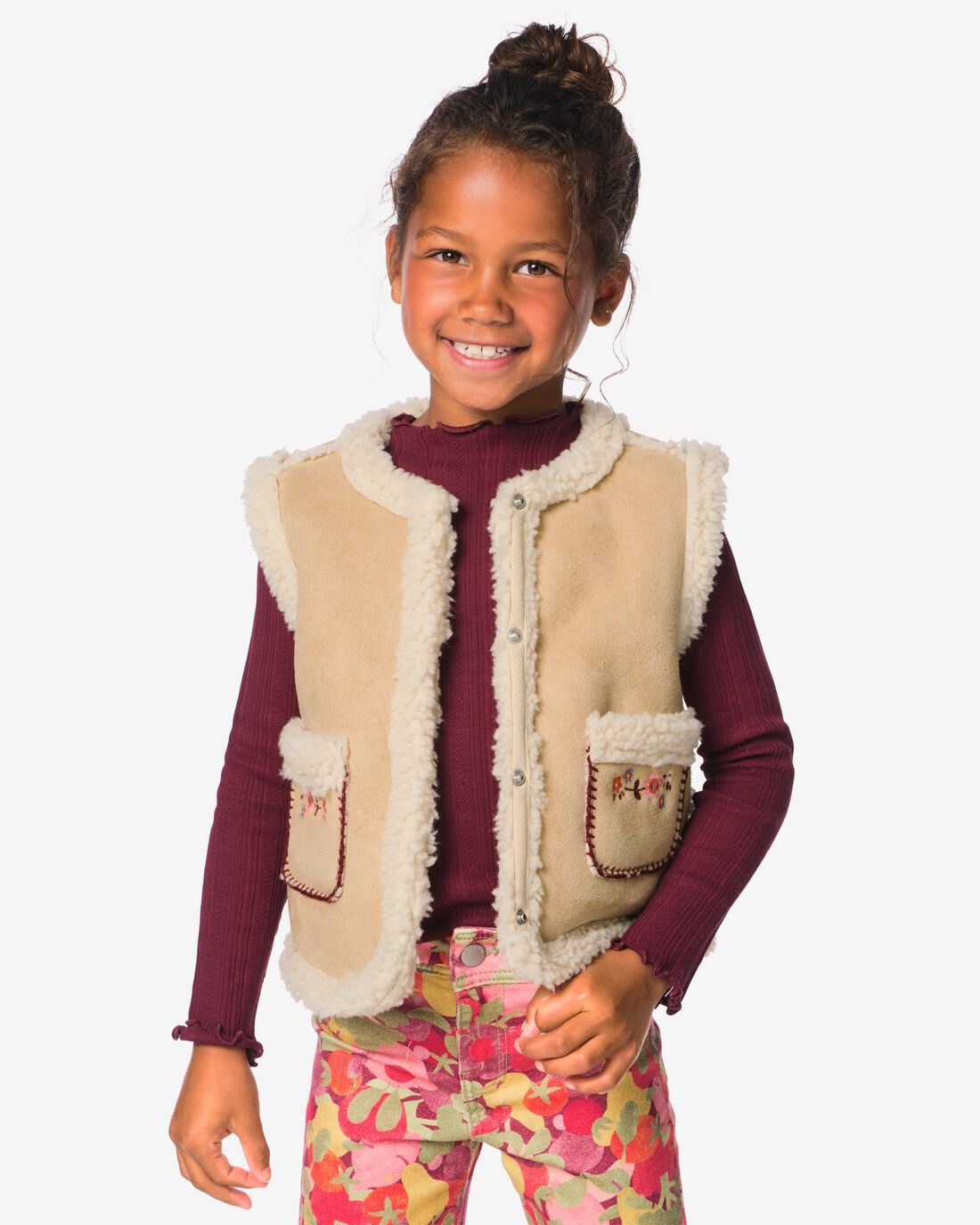 HEMA-HEMA-Kindervest-Imitatiebont-Ecru-ecru