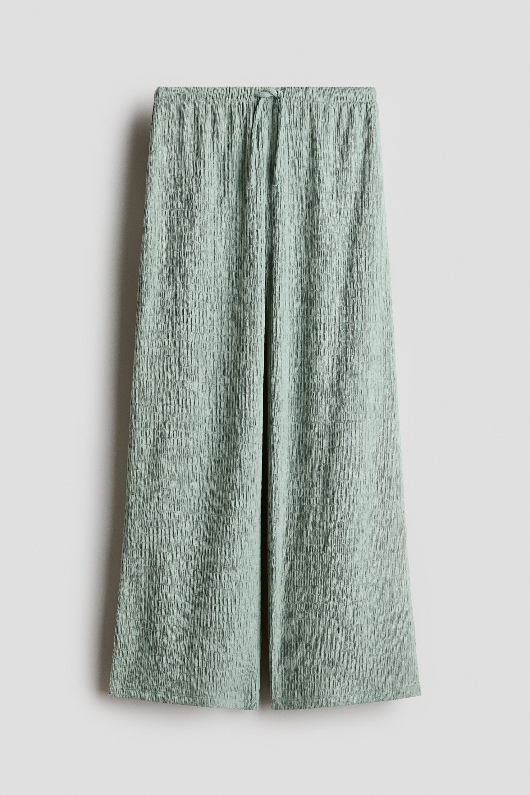 H & M - Textured jersey trousers - Dusty Lichtgroen