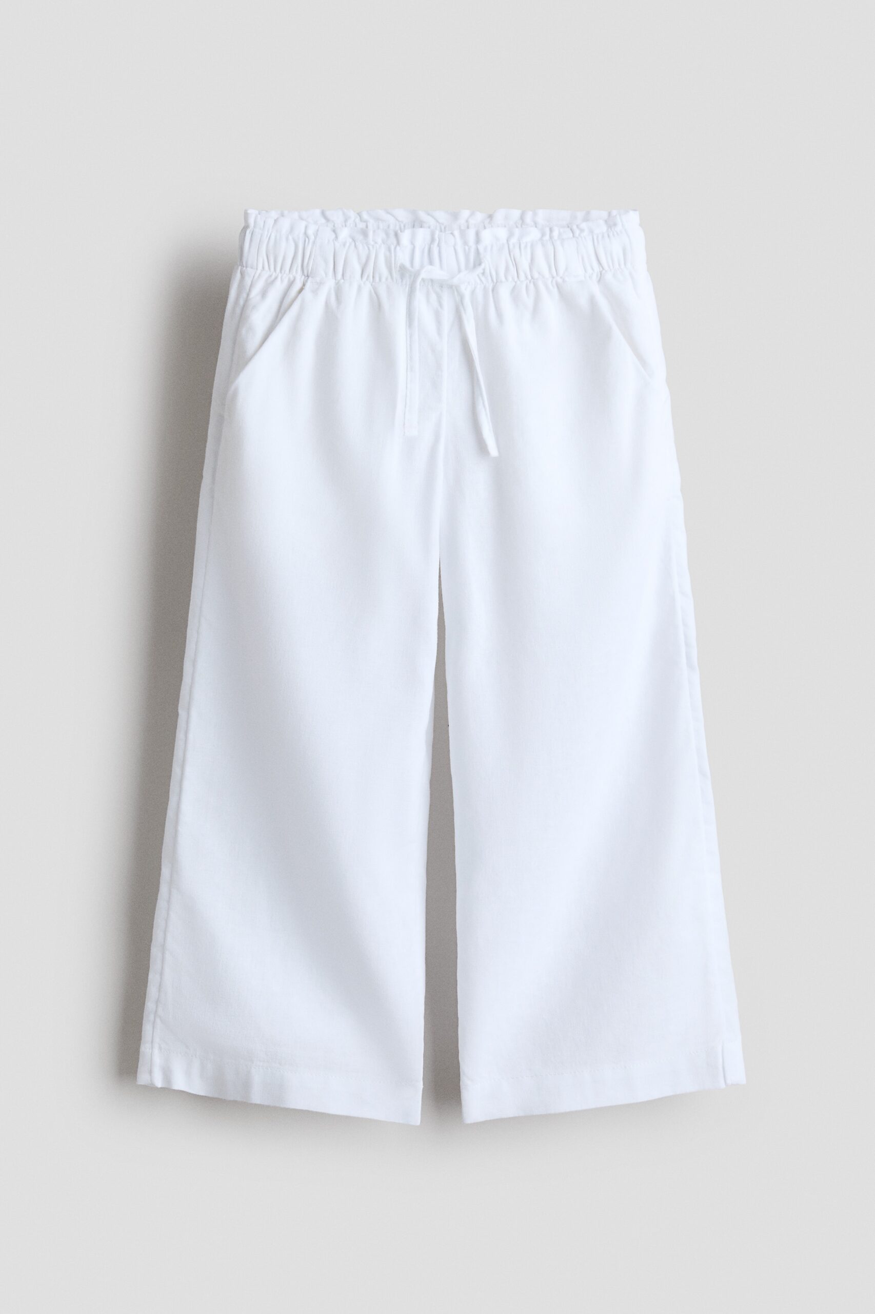 H & M - Broek van linnenmix met drawstring - Wit
