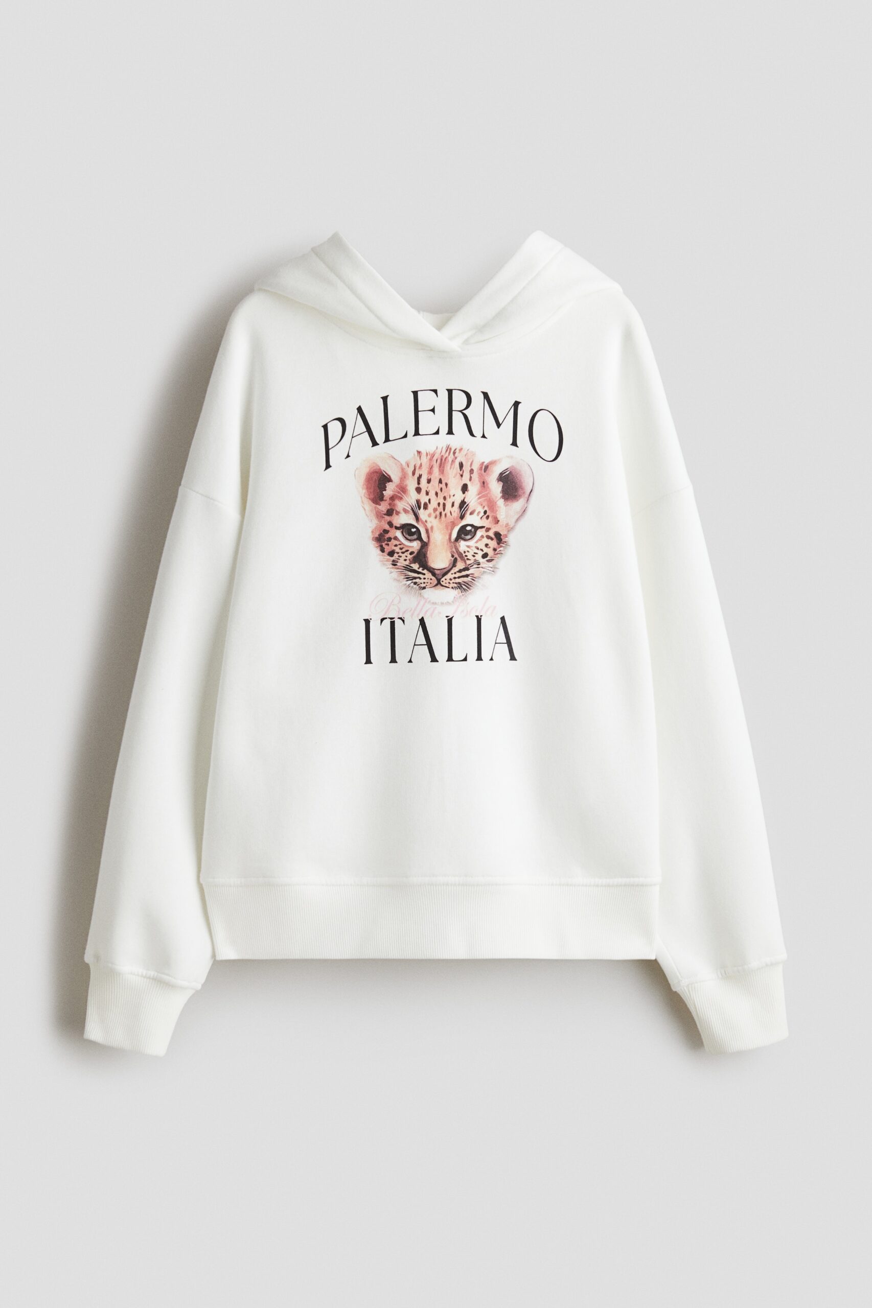 H & M - Oversized capuchonsweater met motief - Wit/Palermo