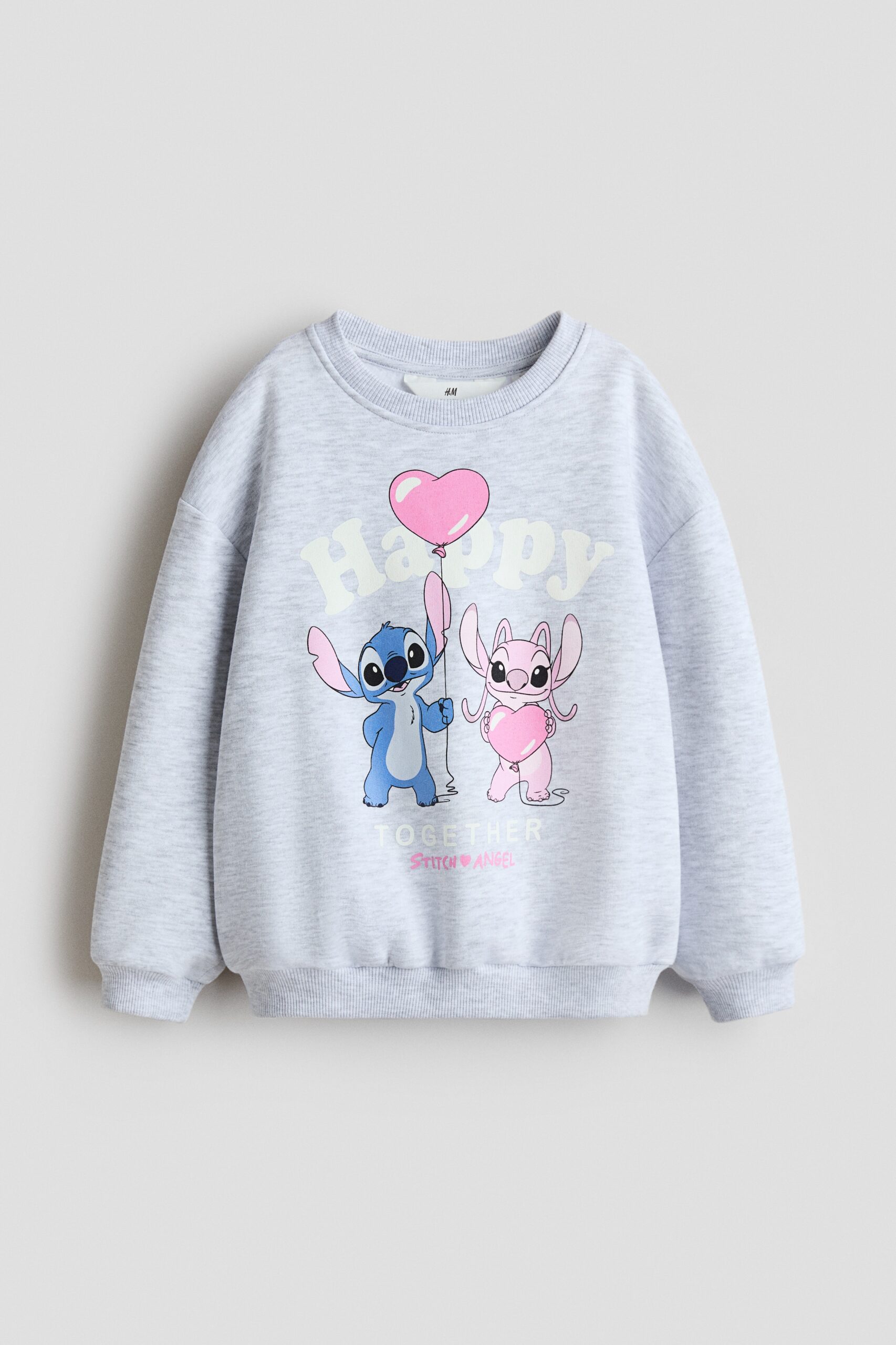 H & M - Sweater met print - Grijs Gemêleerd/Lilo & Stitch