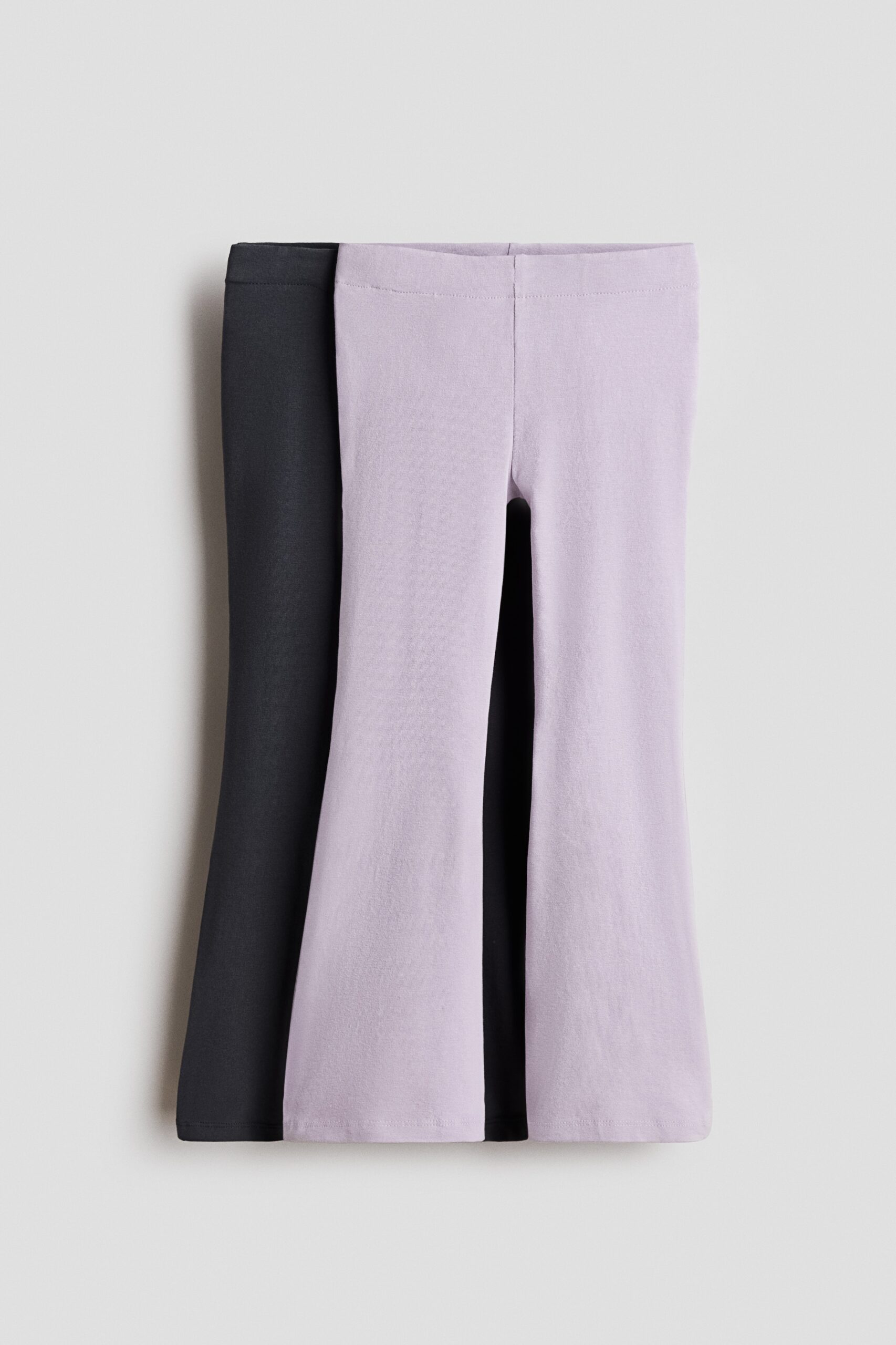 H & M - Set van 2 uitlopende tricot leggings - Lichtpaars/Donkergrijs