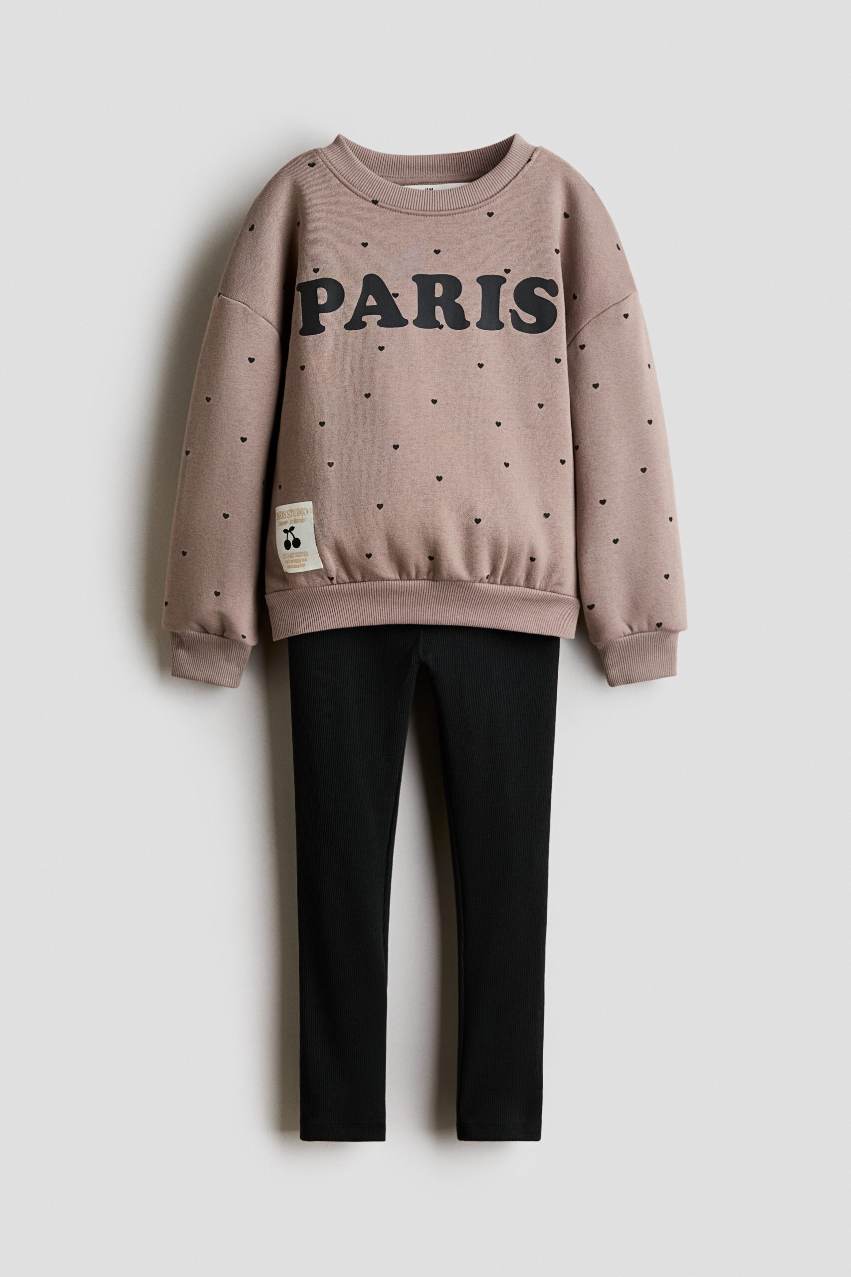 H & M - Tweedelige set - Sweater en legging - Taupe/Paris