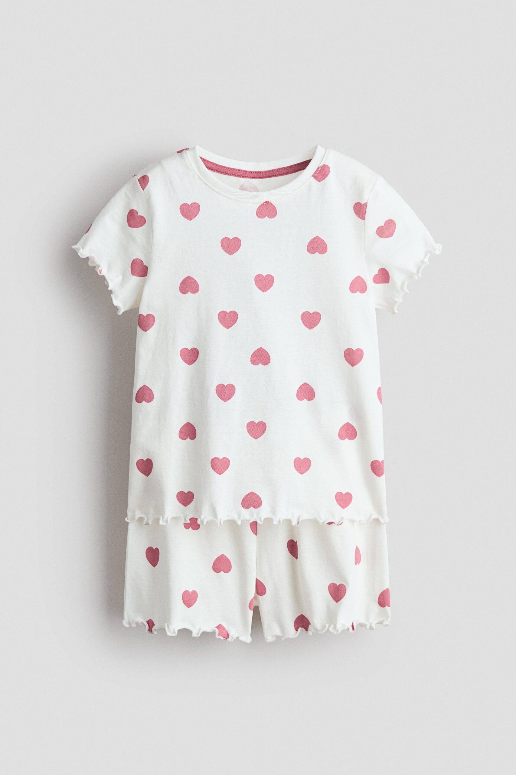 H & M - Katoenen pyjama - Wit/Roze Hartjes