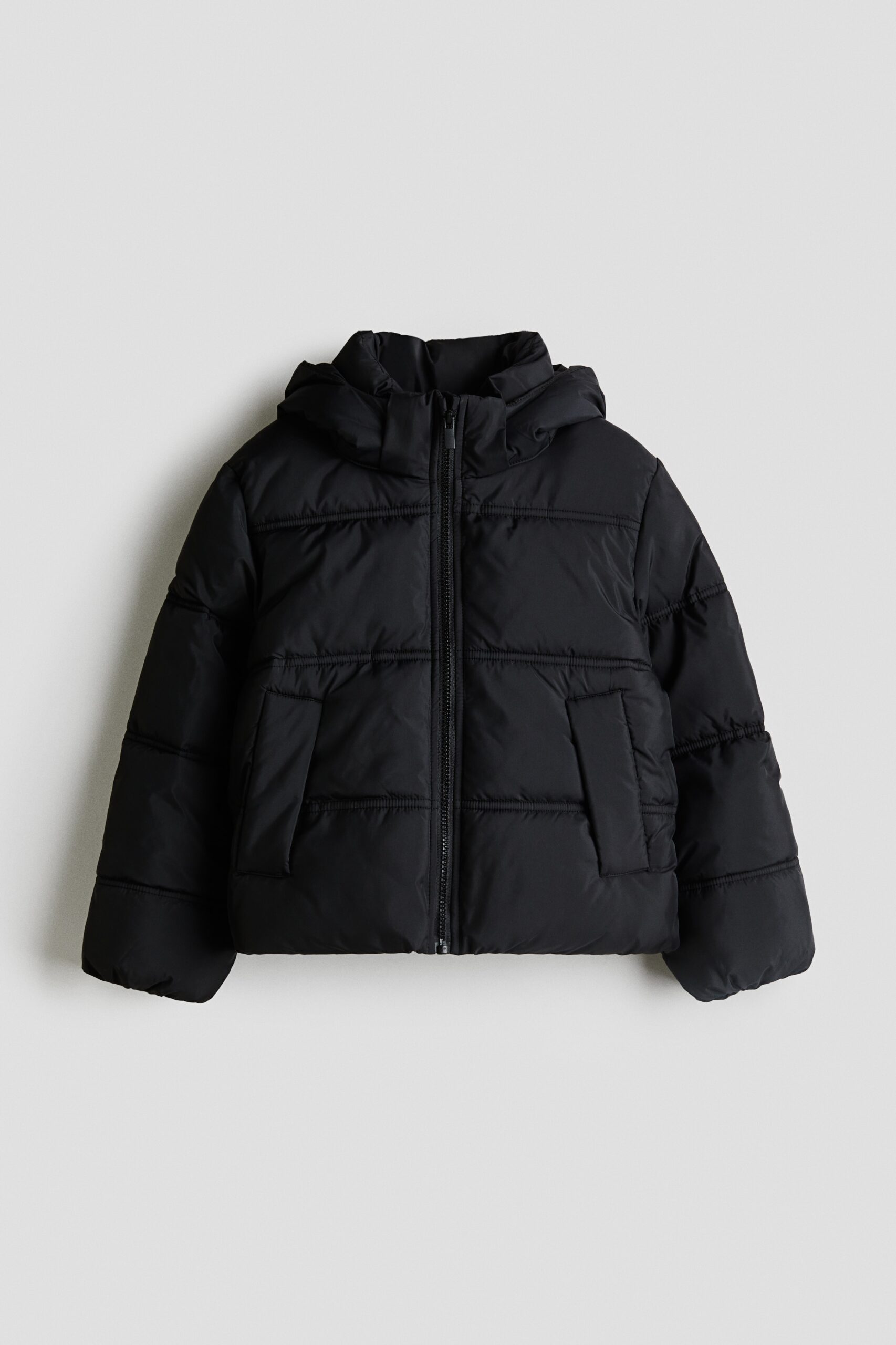 H & M - Pufferjack met capuchon - Zwart