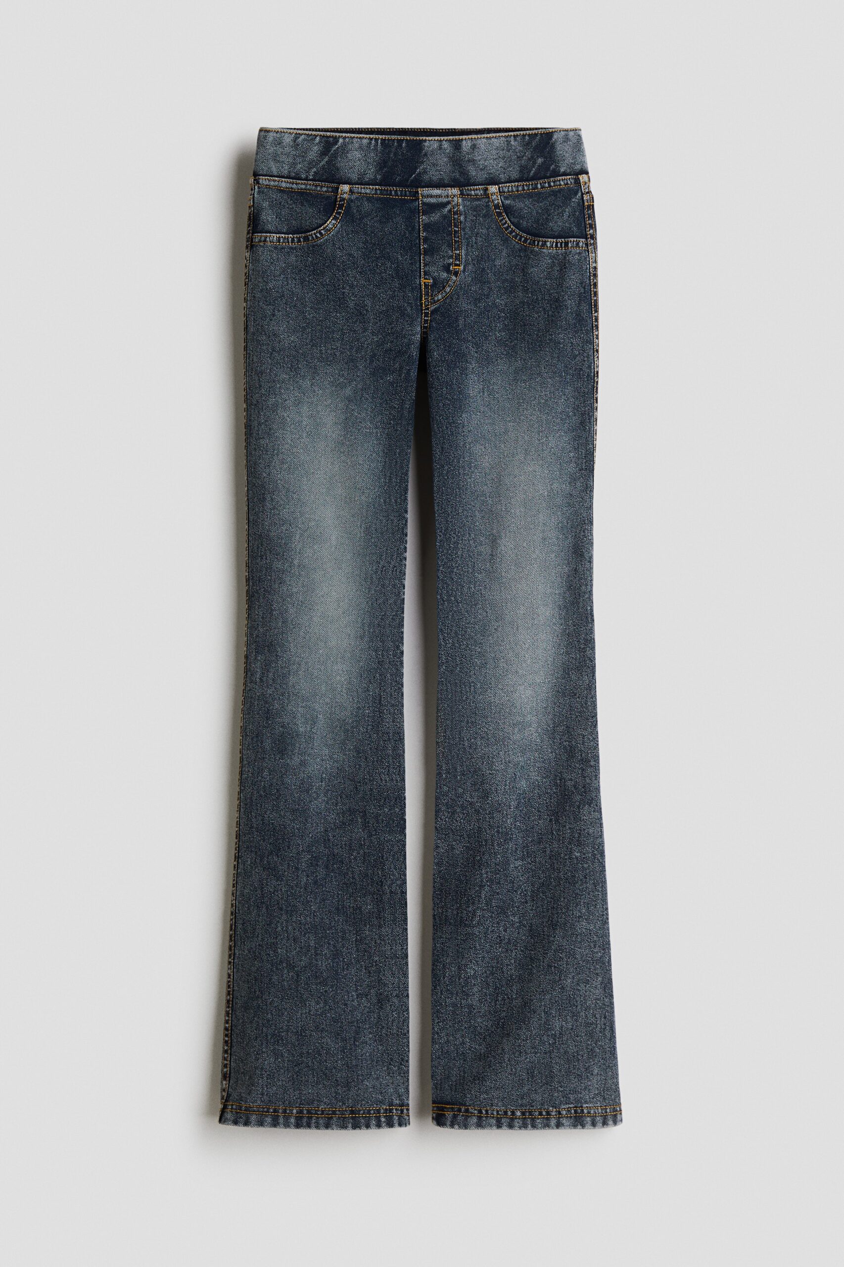 H & M - Denim-look flared jeggings - Washed Denimblauw
