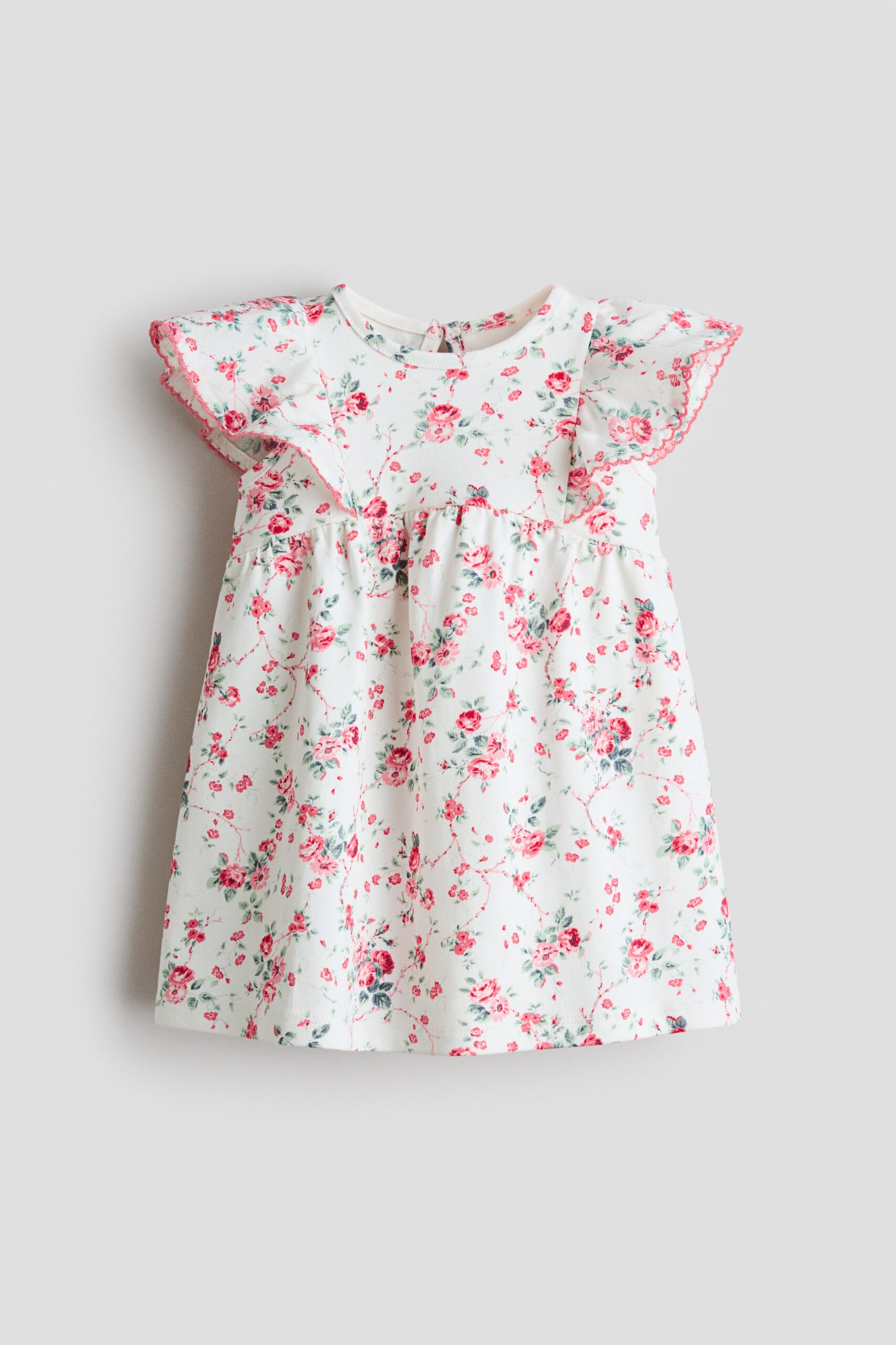 H & M - Katoenen jurk met bloemenprint - Wit/Bloemen