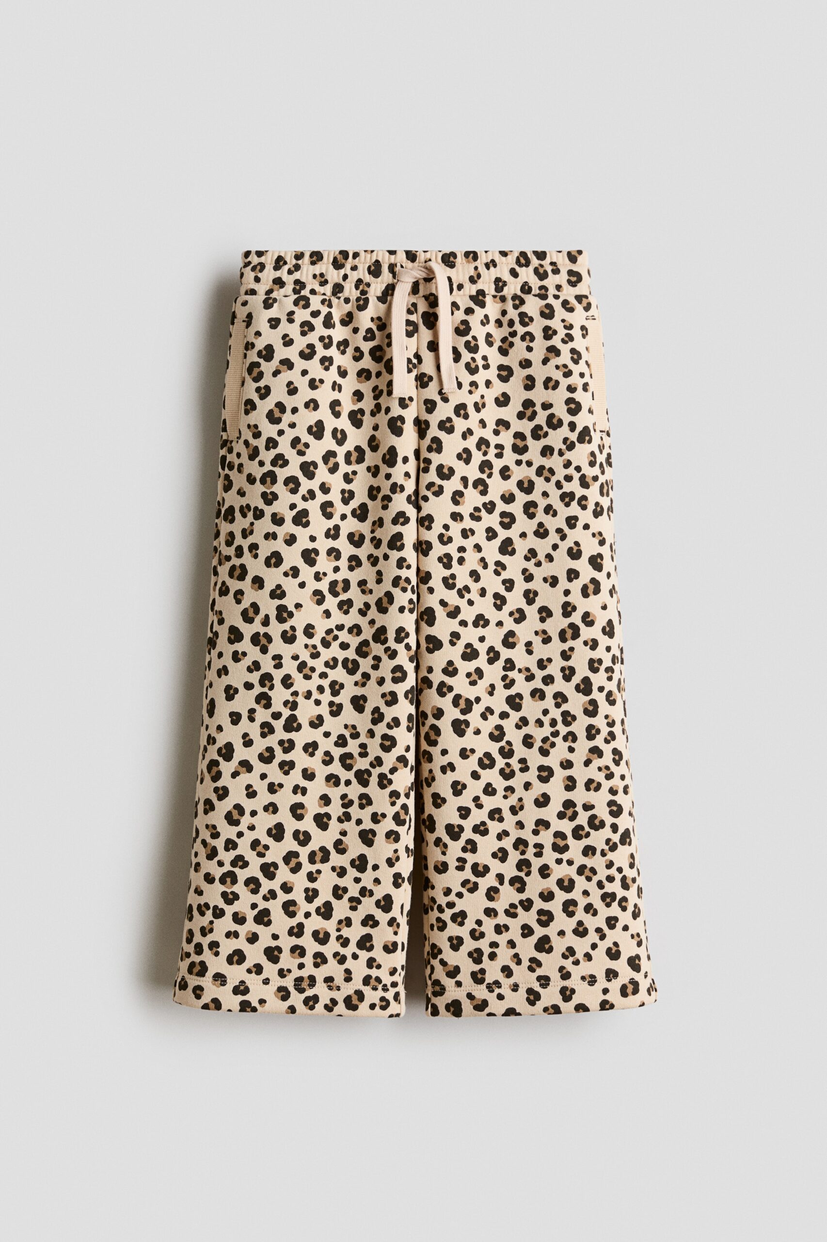H & M - Wide brushed-inside joggers - Lichtbeige/Luipaarddessin