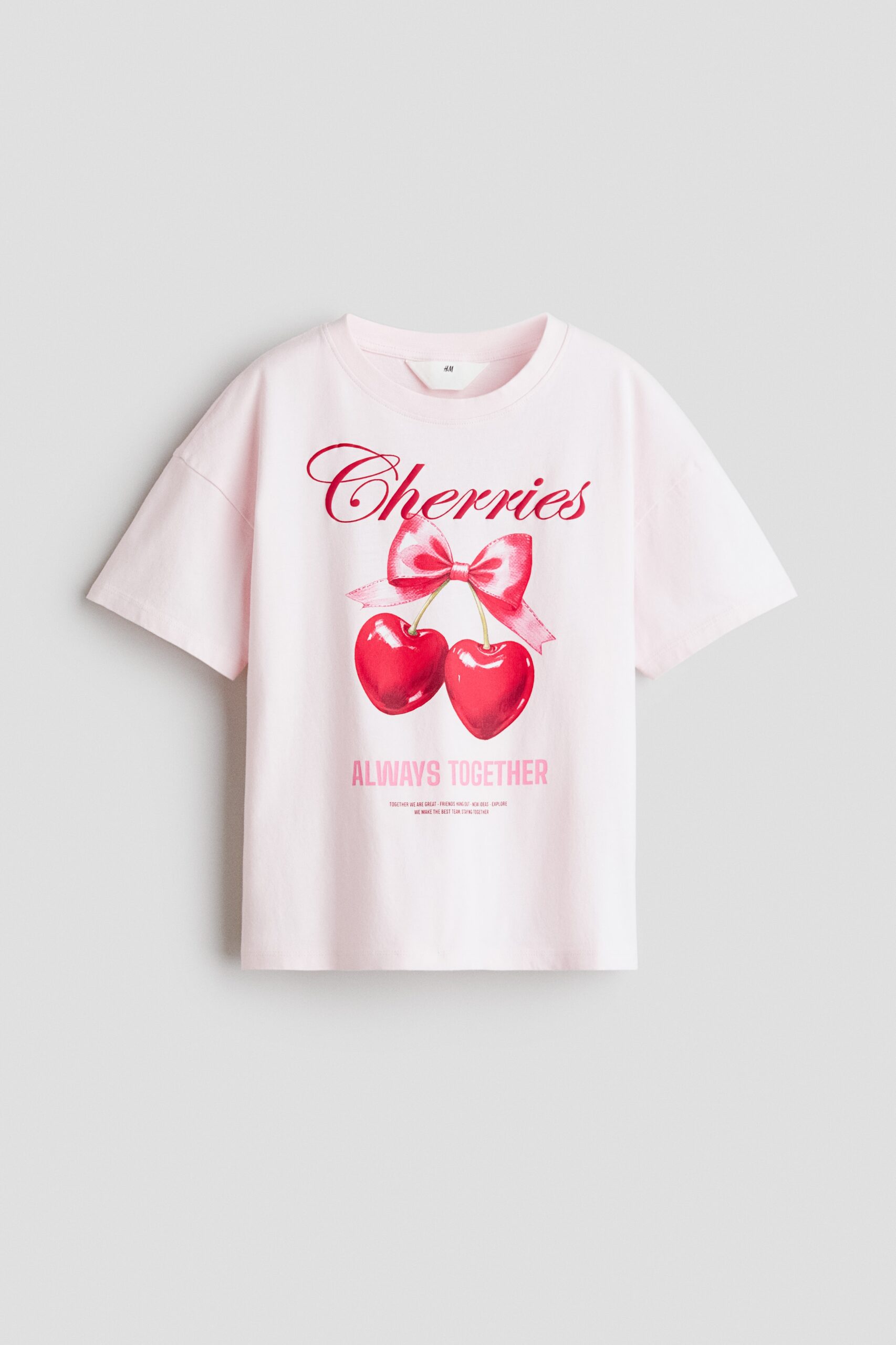 H & M - Katoenen T-shirt met print - Lichtroze/Kersen