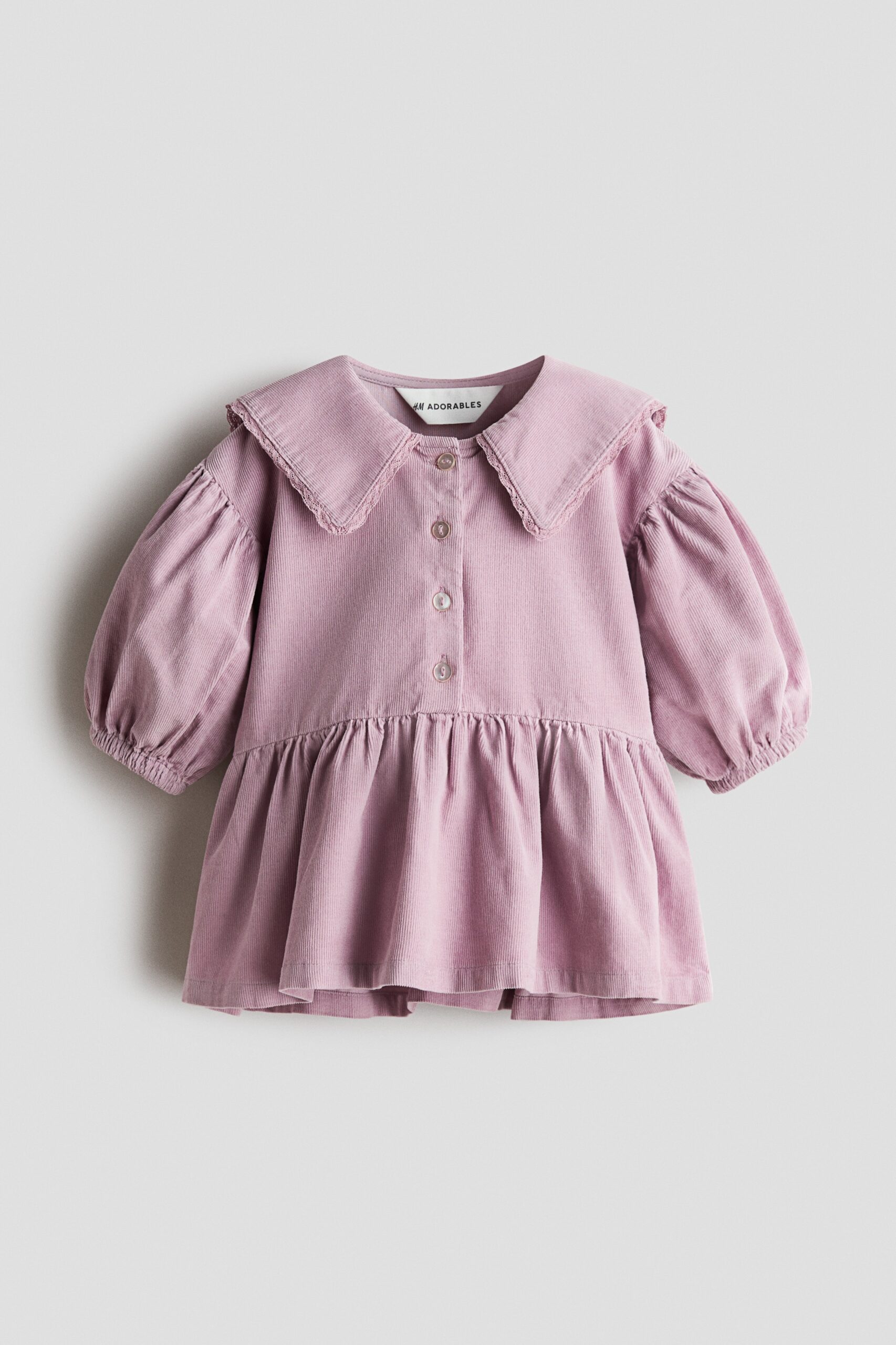 H & M - Jurk van katoenen corduroy - Lichtpaars