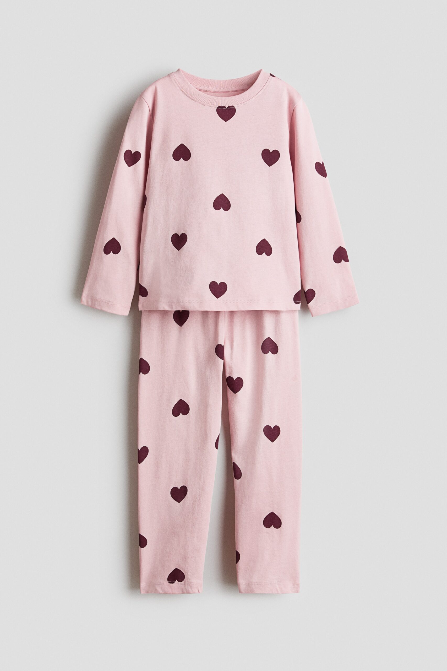 H & M - Printed cotton pyjamas - Dusty Lichtroze/Hartjes
