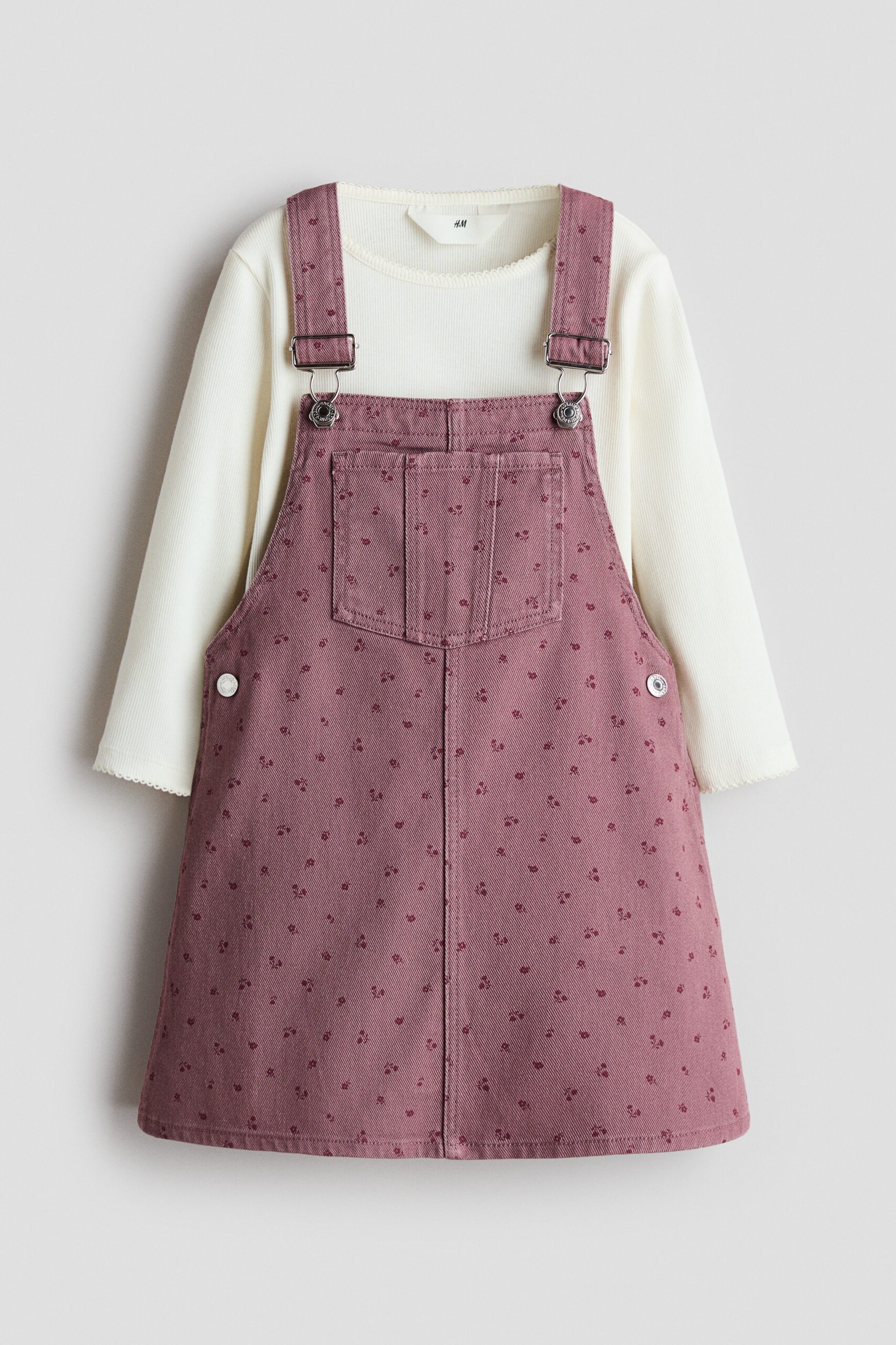 H & M - 2-piece cotton set - Dusty Donkerpaars/Bloemen