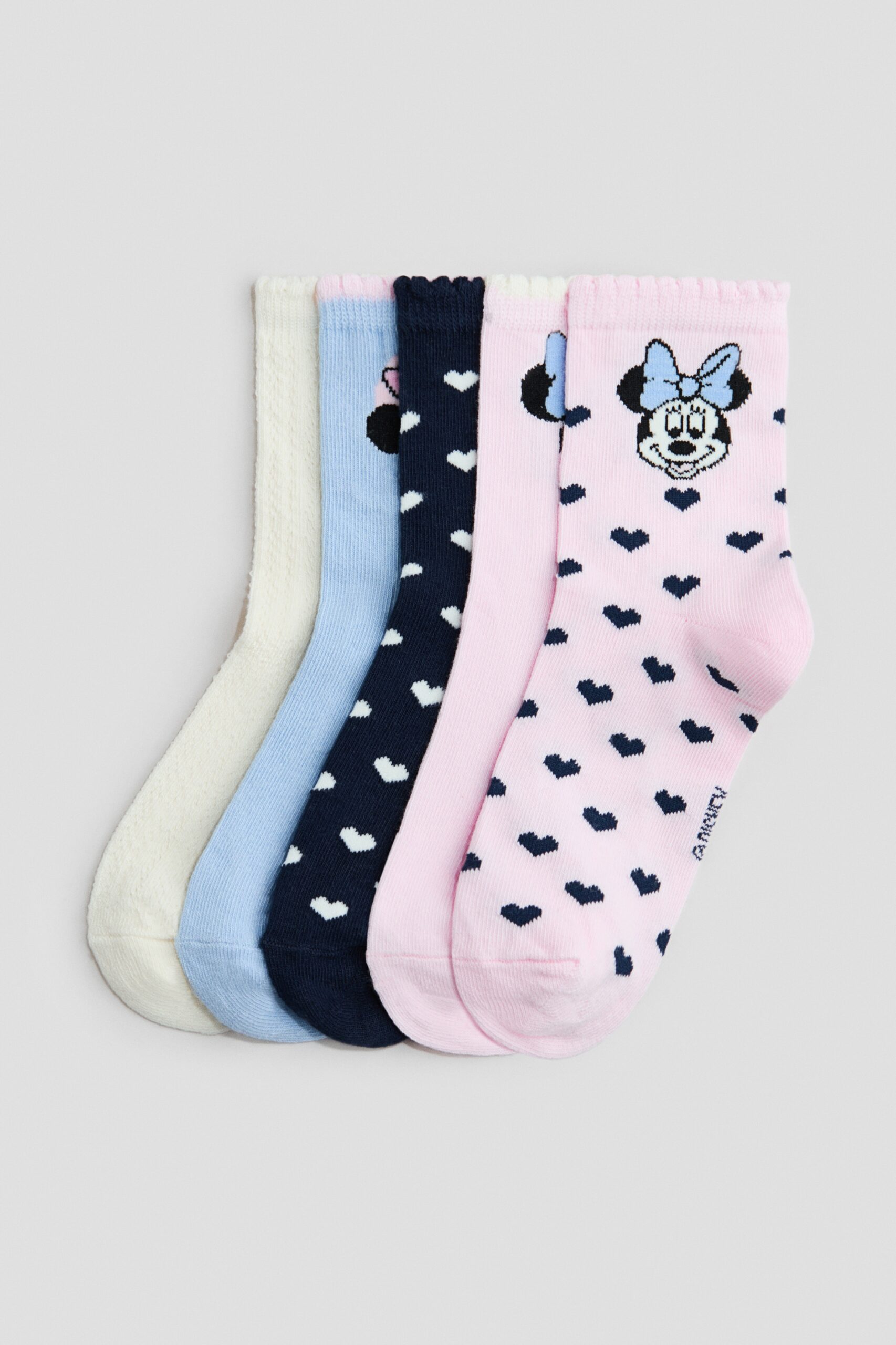 H & M - 5 paar sokken met motief - Lichtblauw/Minnie Mouse