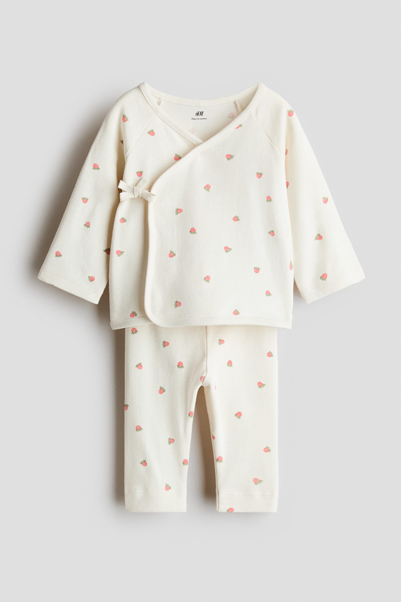 H & M - Tweedelige set - Overslagtop en legging - Wit/Bessen