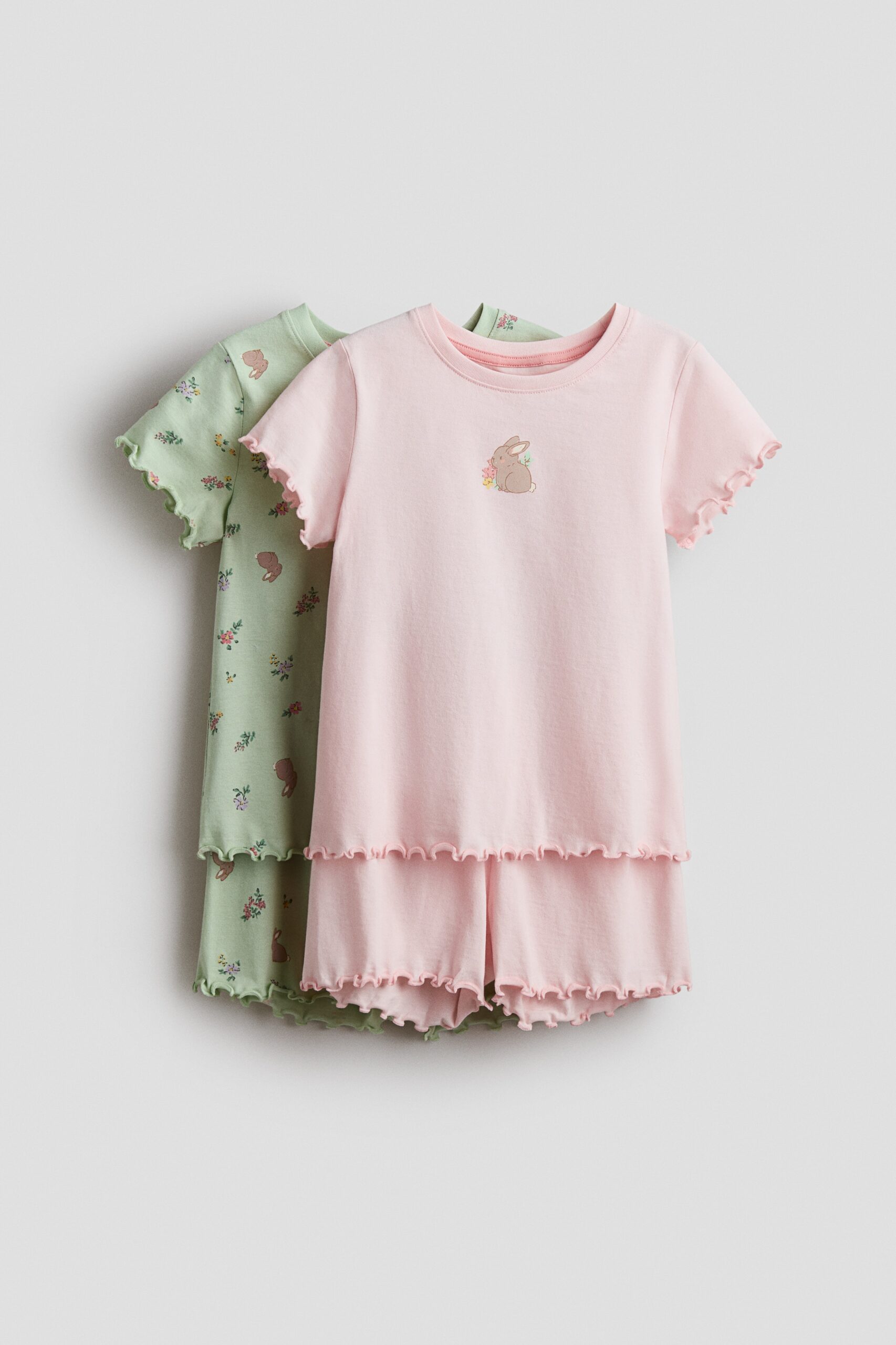H & M - Set van 2 katoenen pyjama's - Lichtroze/Konijntje
