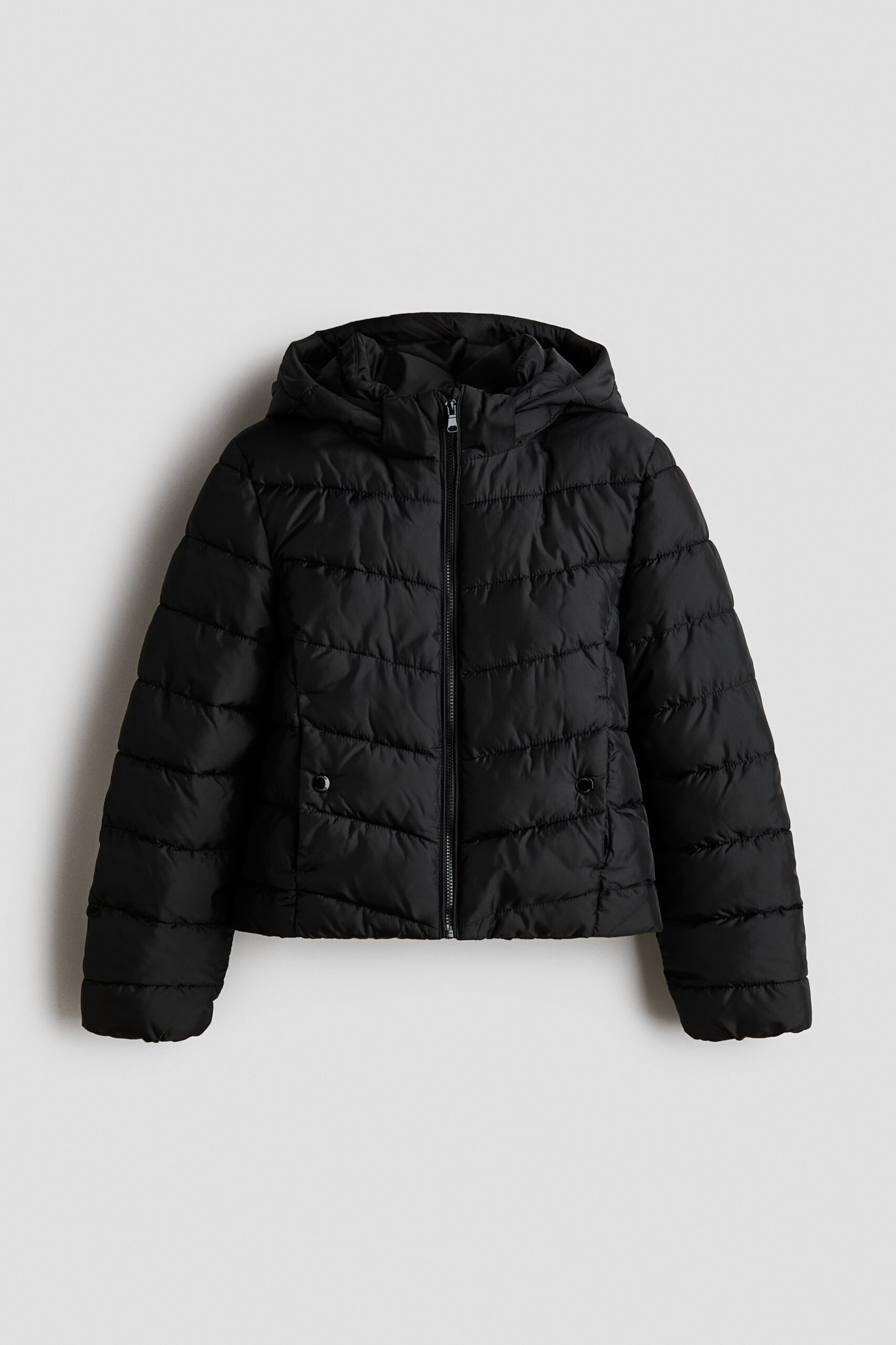 H & M - Doorgestikt pufferjack - Zwart