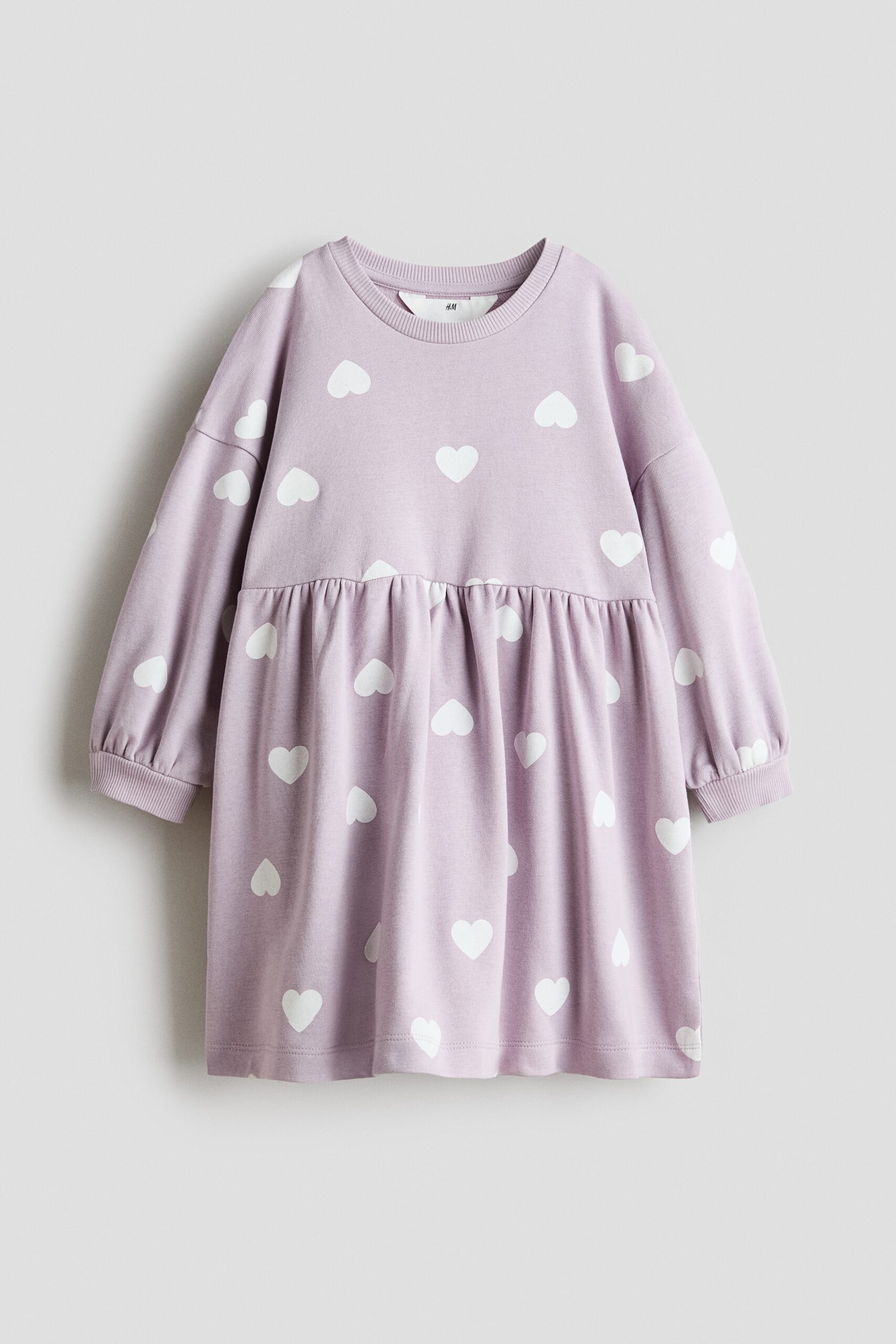 H & M - Oversized sweatjurk - Dusty Paars/Hartjes