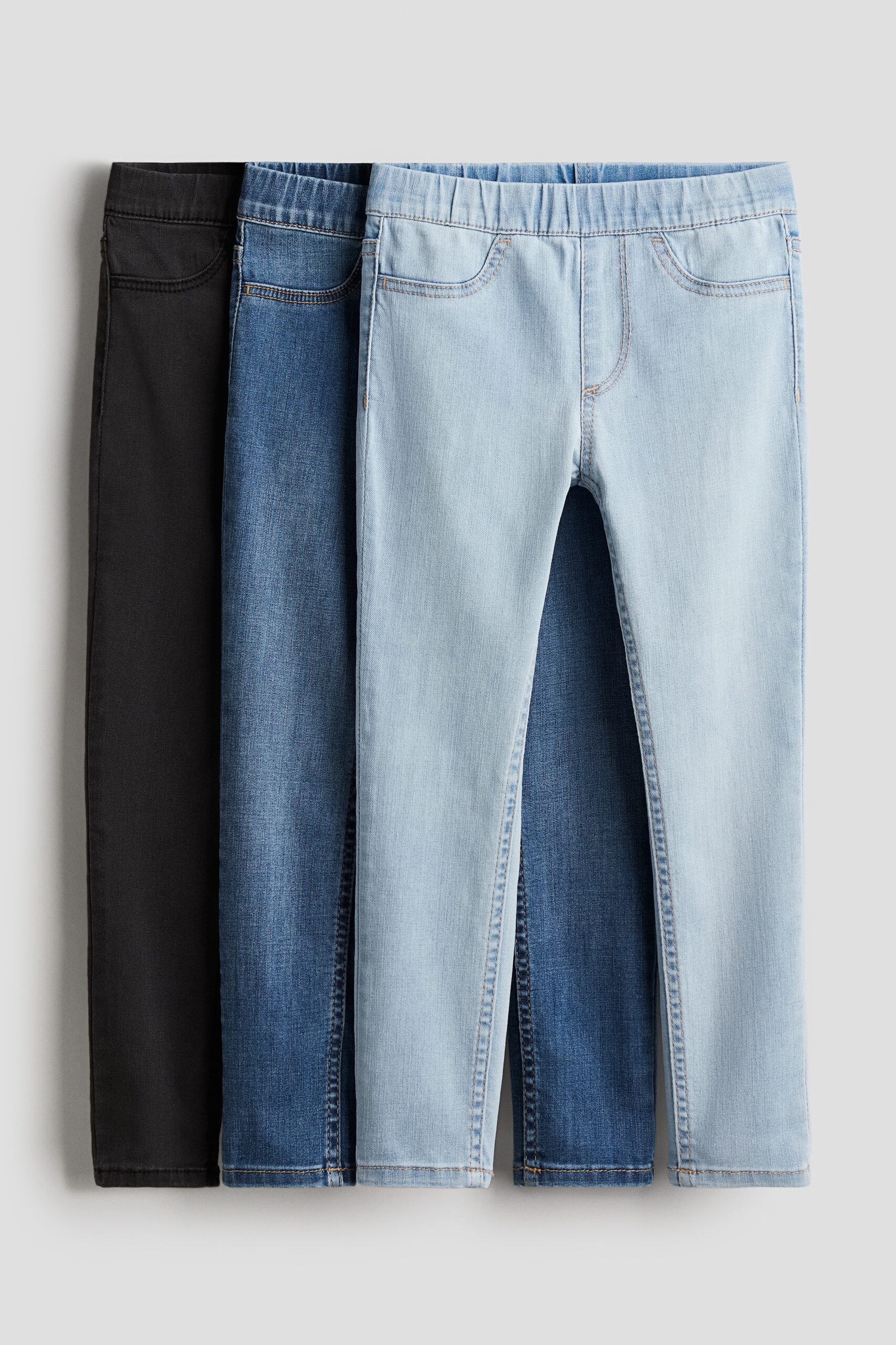 H & M - Set van 3 denim jeggings - Licht Denimblauw/Zwart