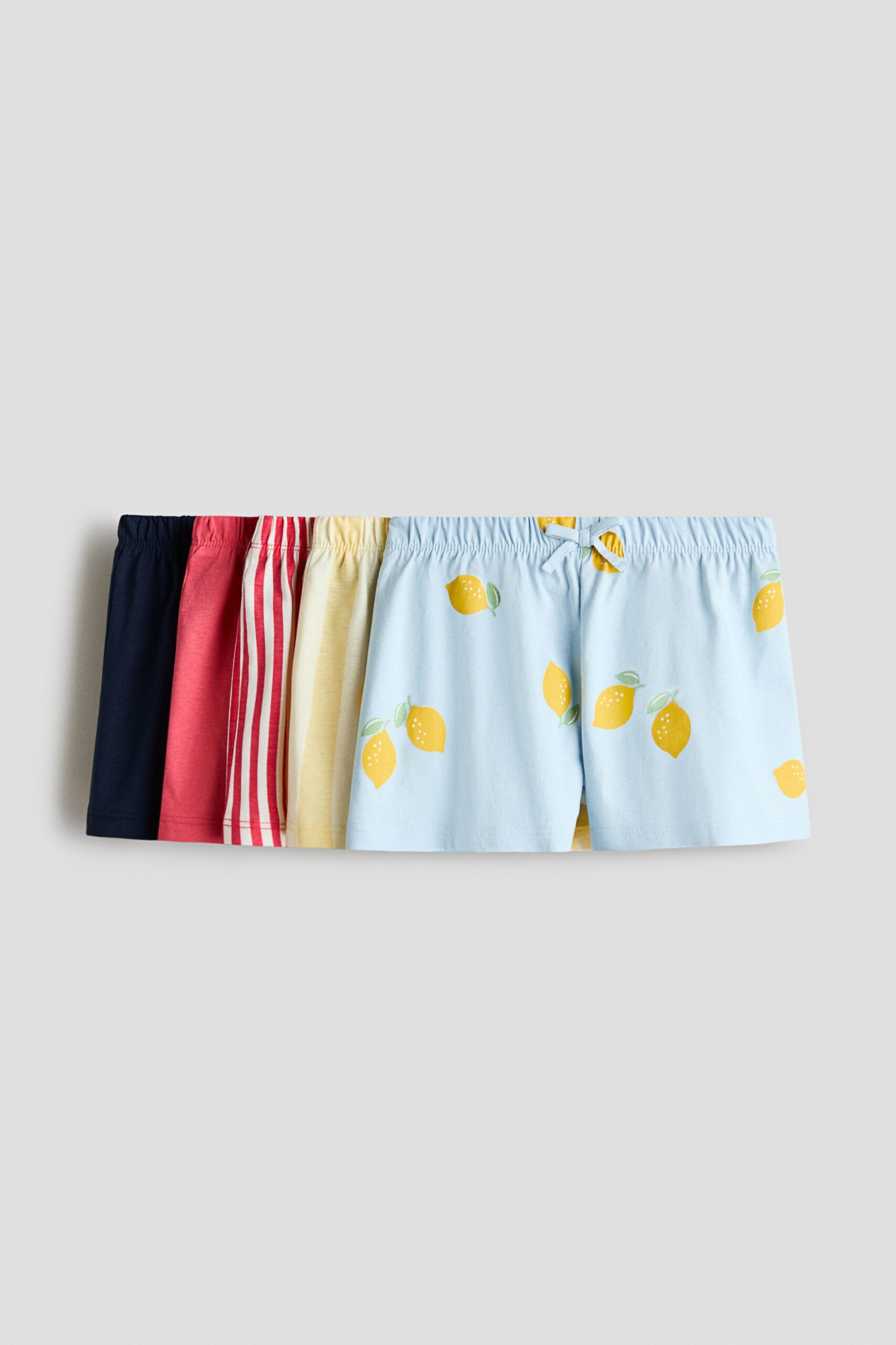 H & M - Set van 5 katoenen shorts - Lichtblauw/Citroenen