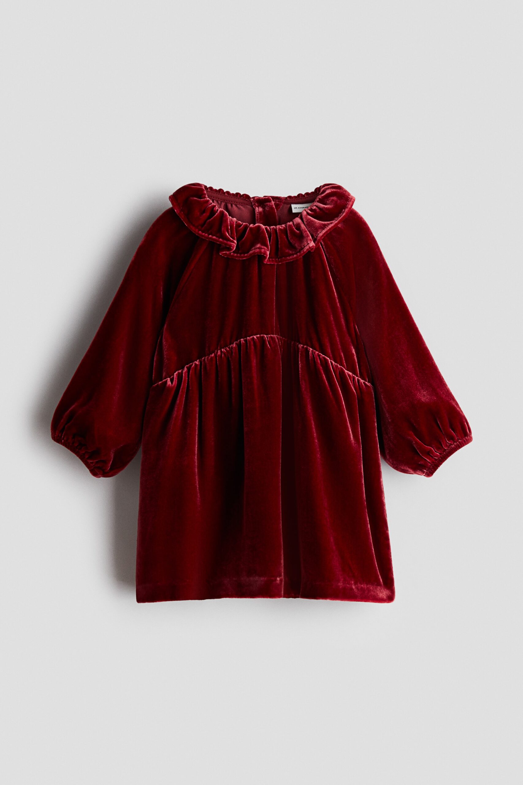 H & M - Velours jurk van zijdemix - Donkerrood