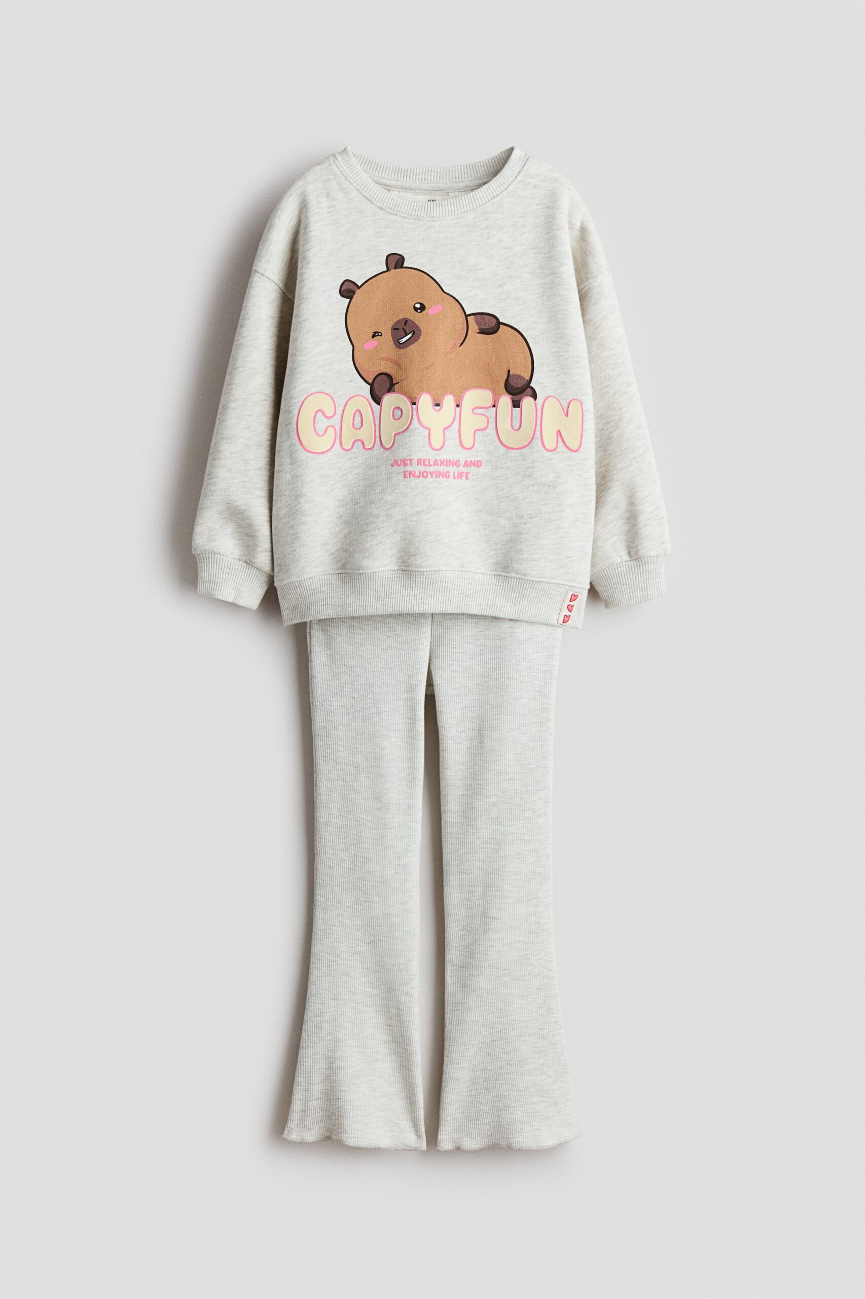 H & M - Tweedelige set met geprint motief - Lichtgrijs Gemêleerd/Capyfun