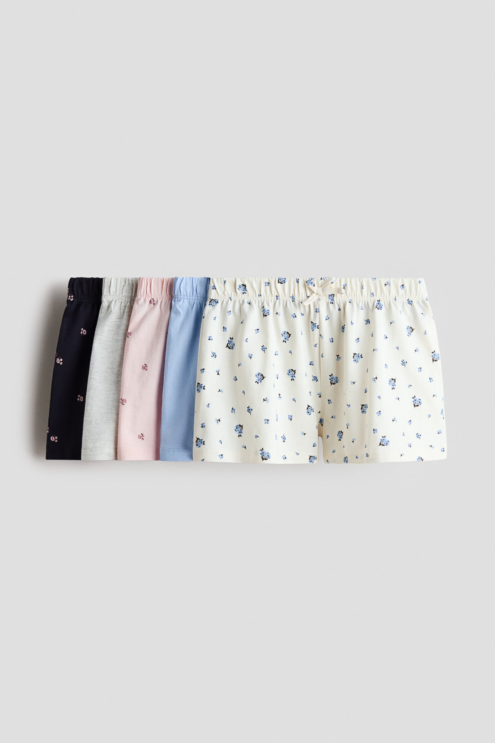 H & M - Set van 5 katoenen shorts - Marineblauw/Bloemen