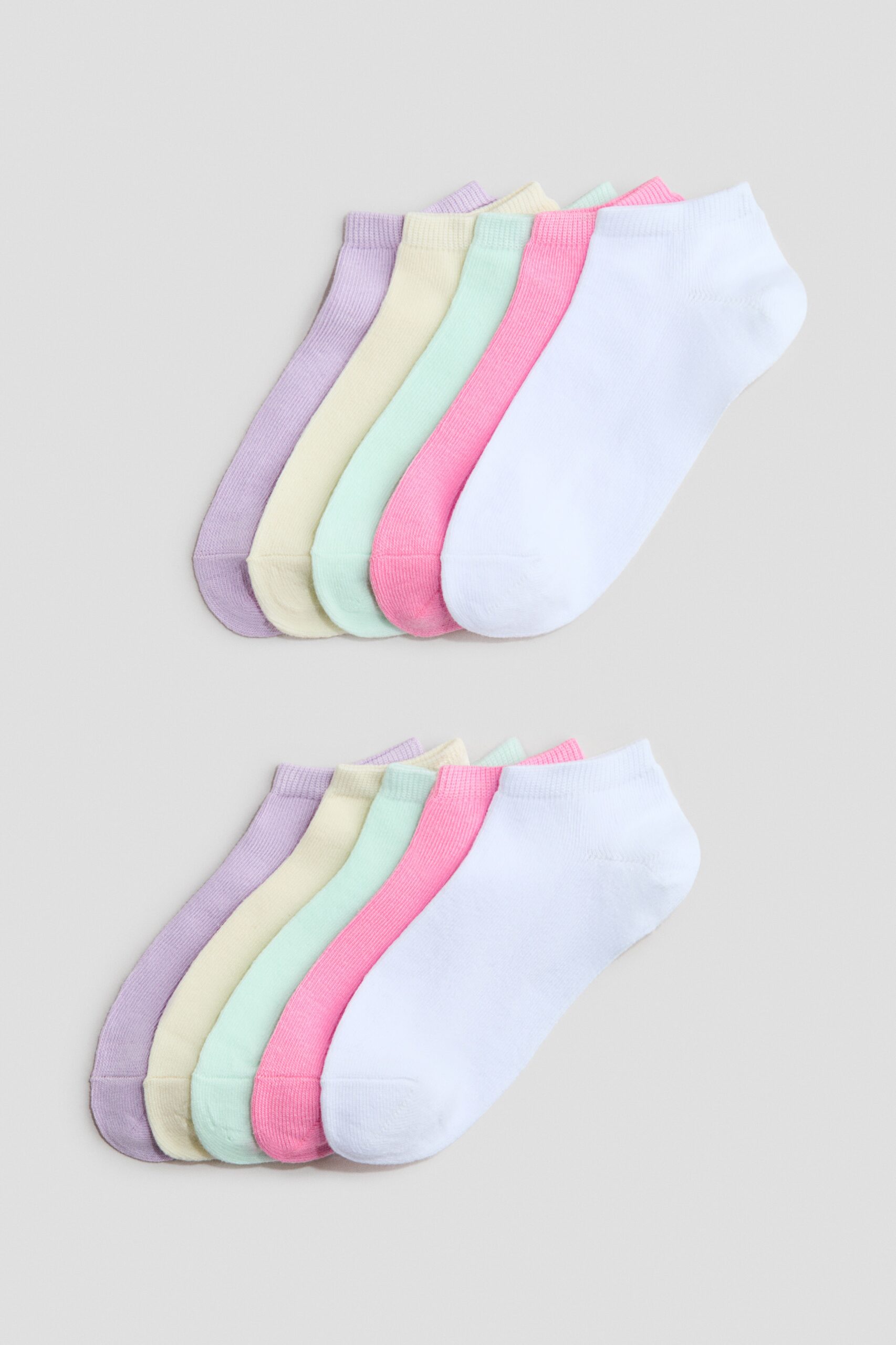 H & M - 10 paar enkelsokken - Wit/Roze/Paars