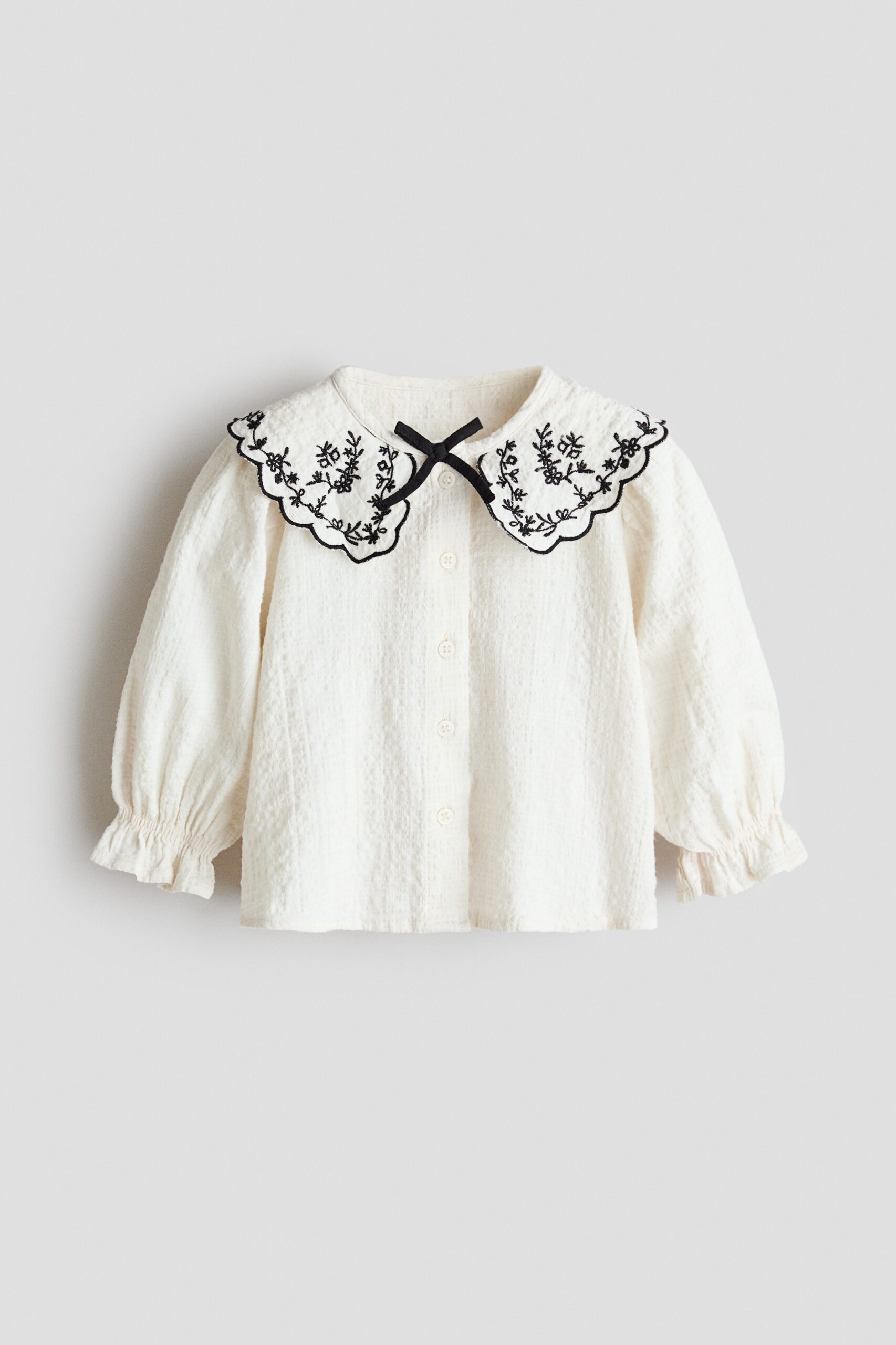 H & M - Katoenen blouse met borduursel - Wit