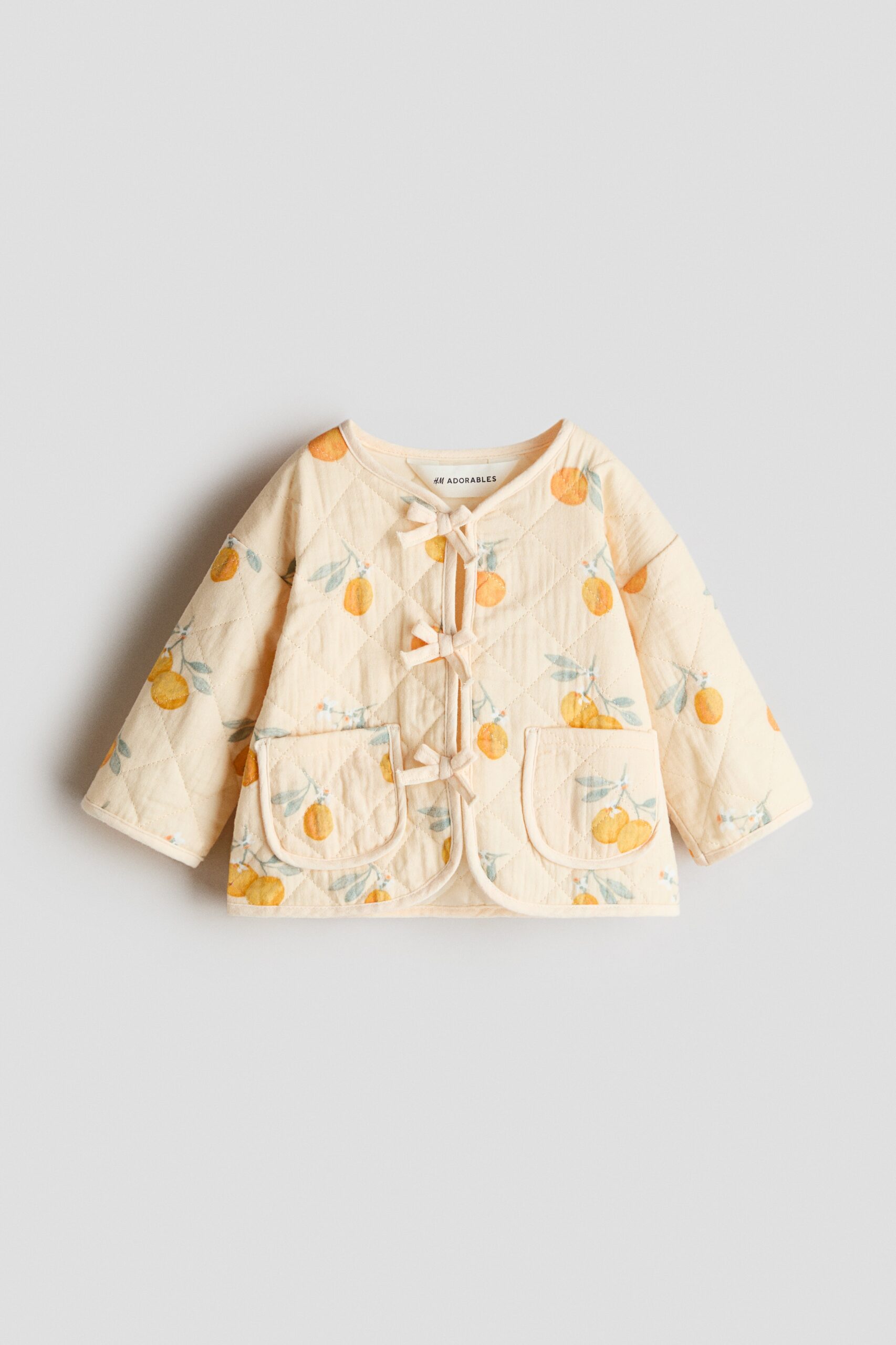 H & M - Doorgestikt katoenen jasje - Lichtbeige/Citroenen